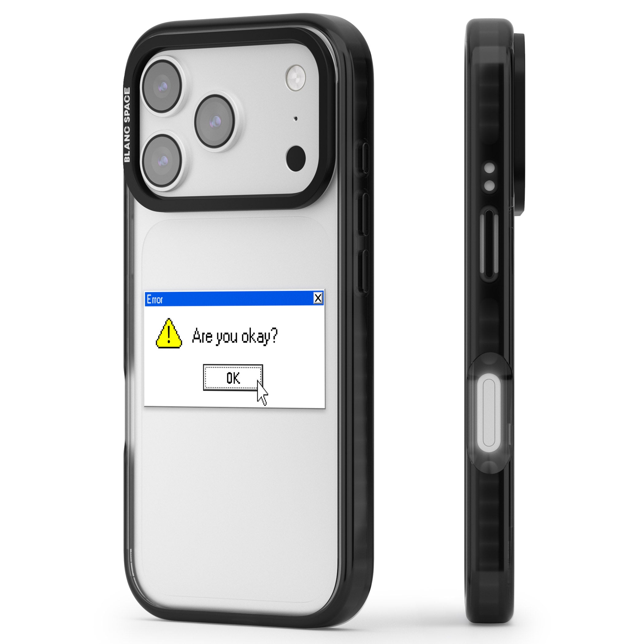 Are You Okay Exe iPhone 17 Pro Impact Black Phone Case Side Profile