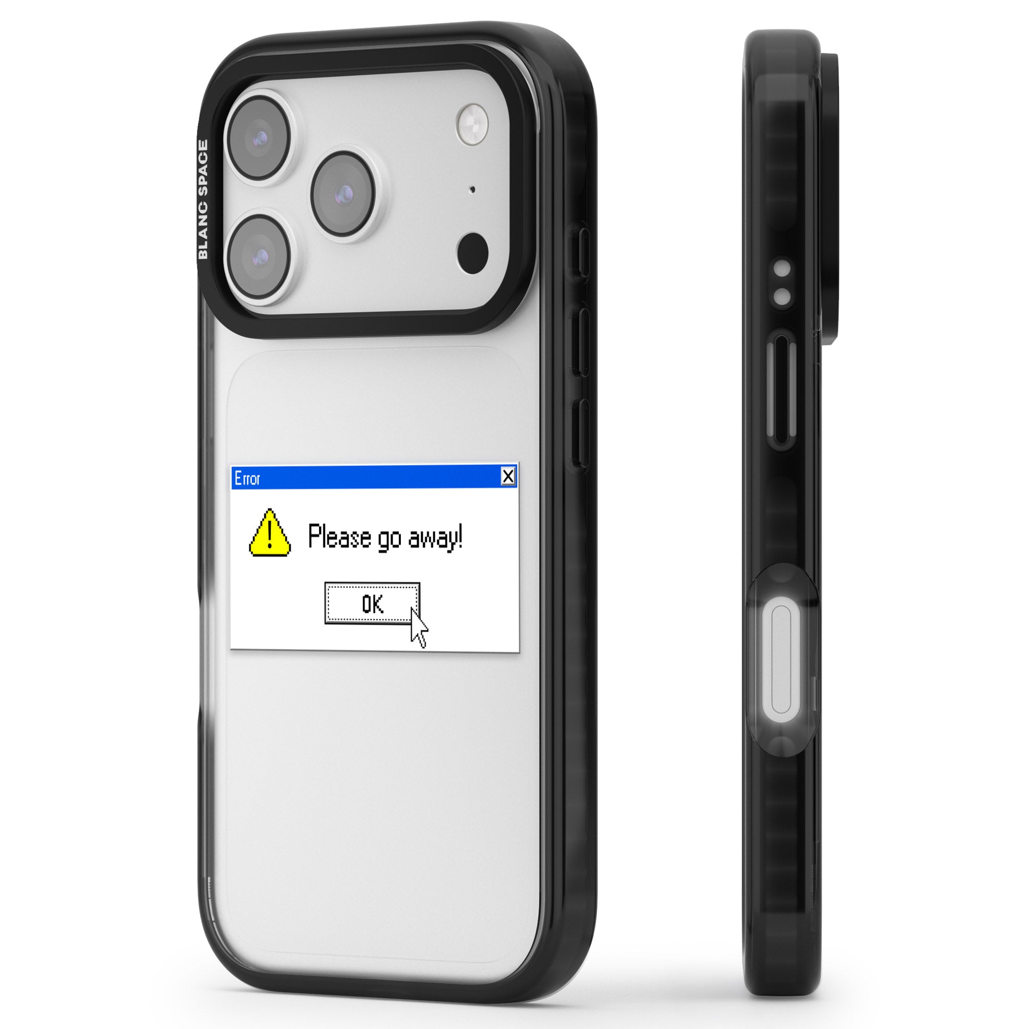 Please Go Away Exe iPhone 17 Pro Impact Black Phone Case Side Profile