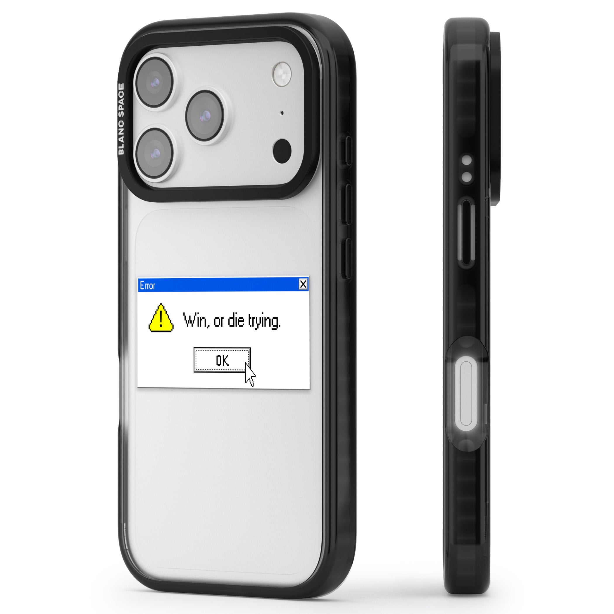 Win Or Die Trying Exe iPhone 17 Pro Impact Black Phone Case Side Profile