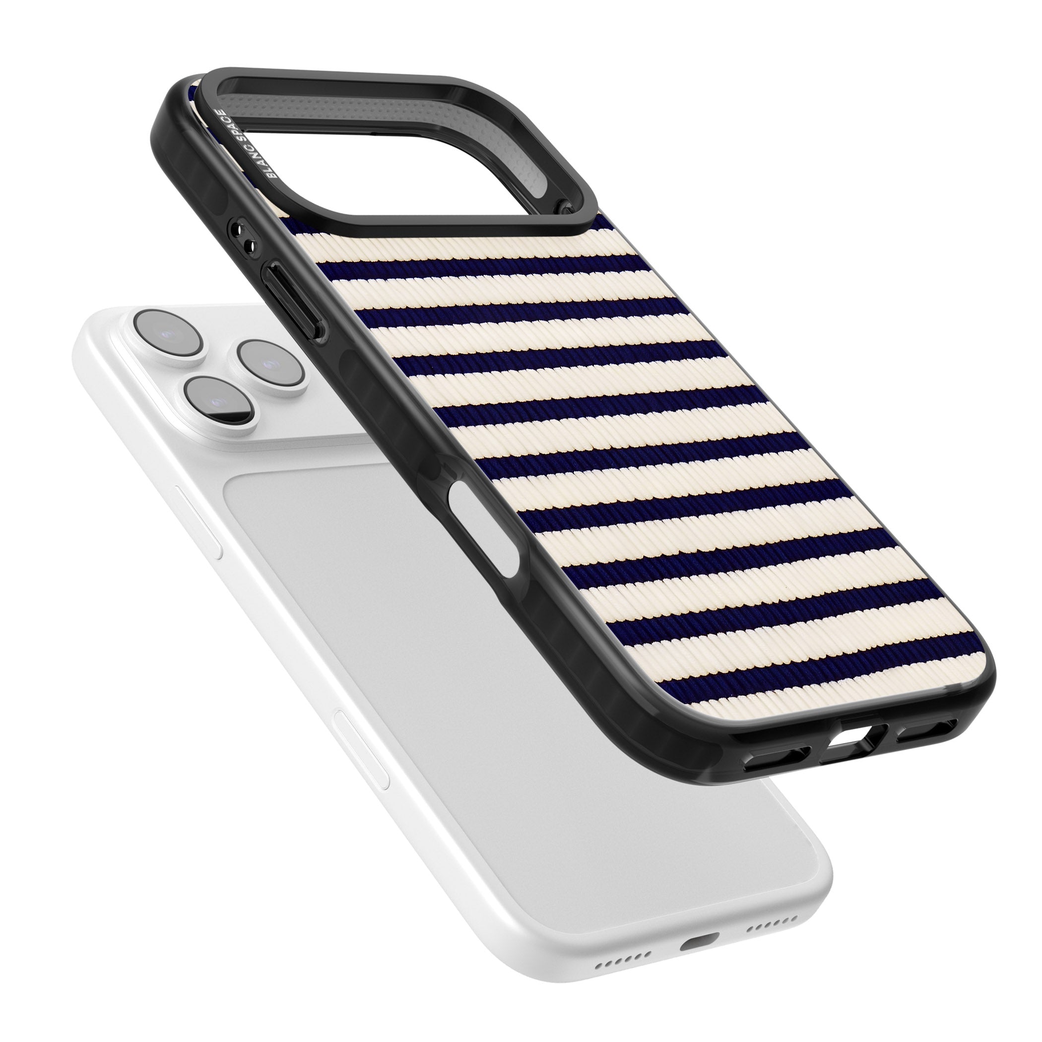 Navy & Cream Stripes iPhone 17 Pro Impact Black Phone Case Colours