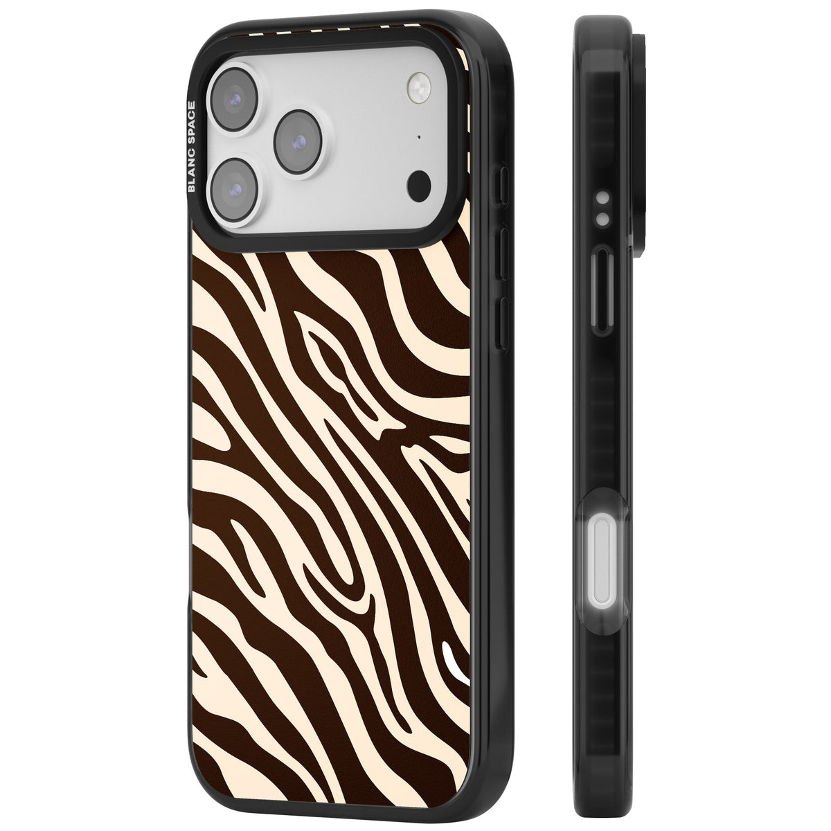 Mocha Zebra iPhone 17 Pro Max Impact Black Phone Case side