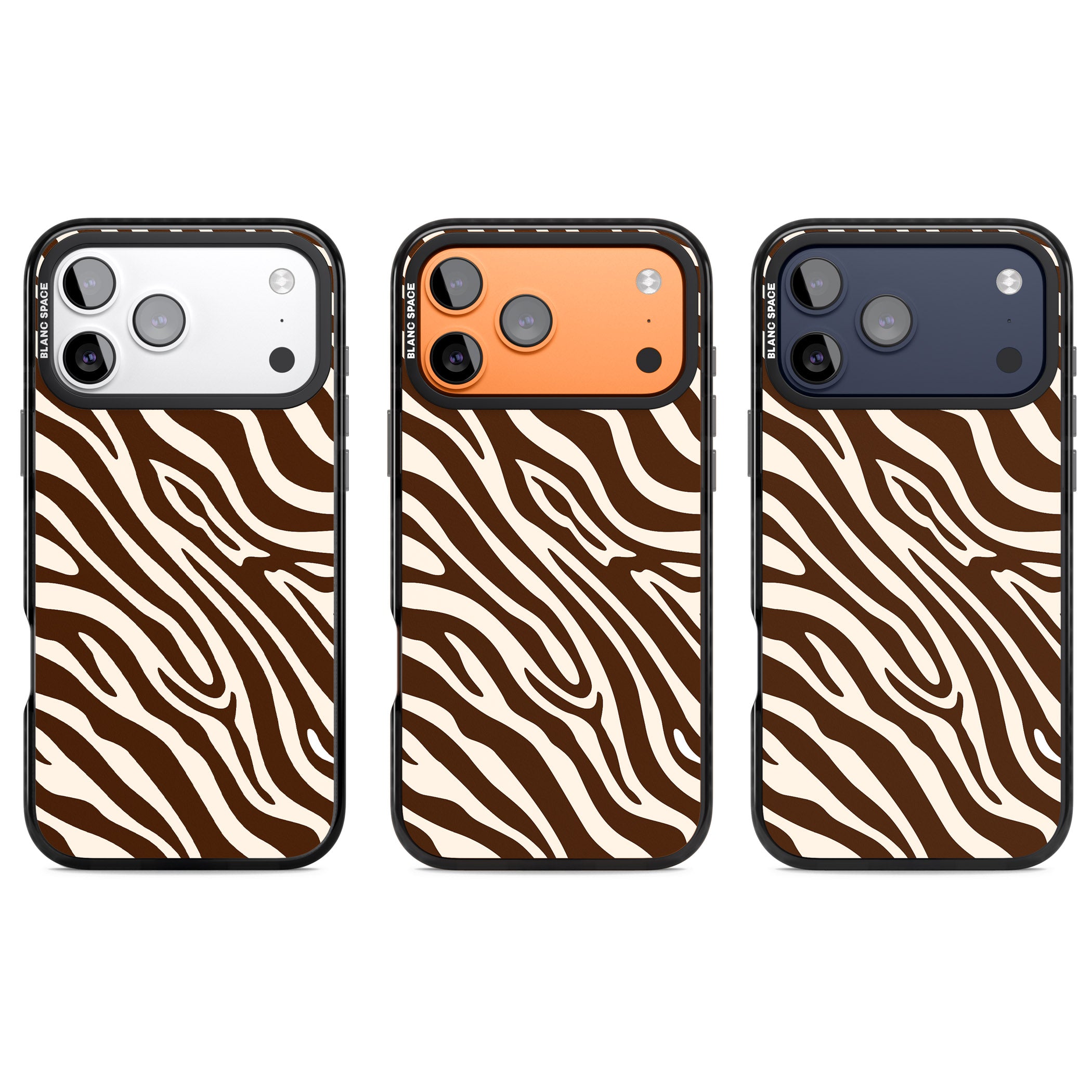 Brown & Cream Zebra iPhone 17 Pro Impact Black Phone Case APT Impact Protection