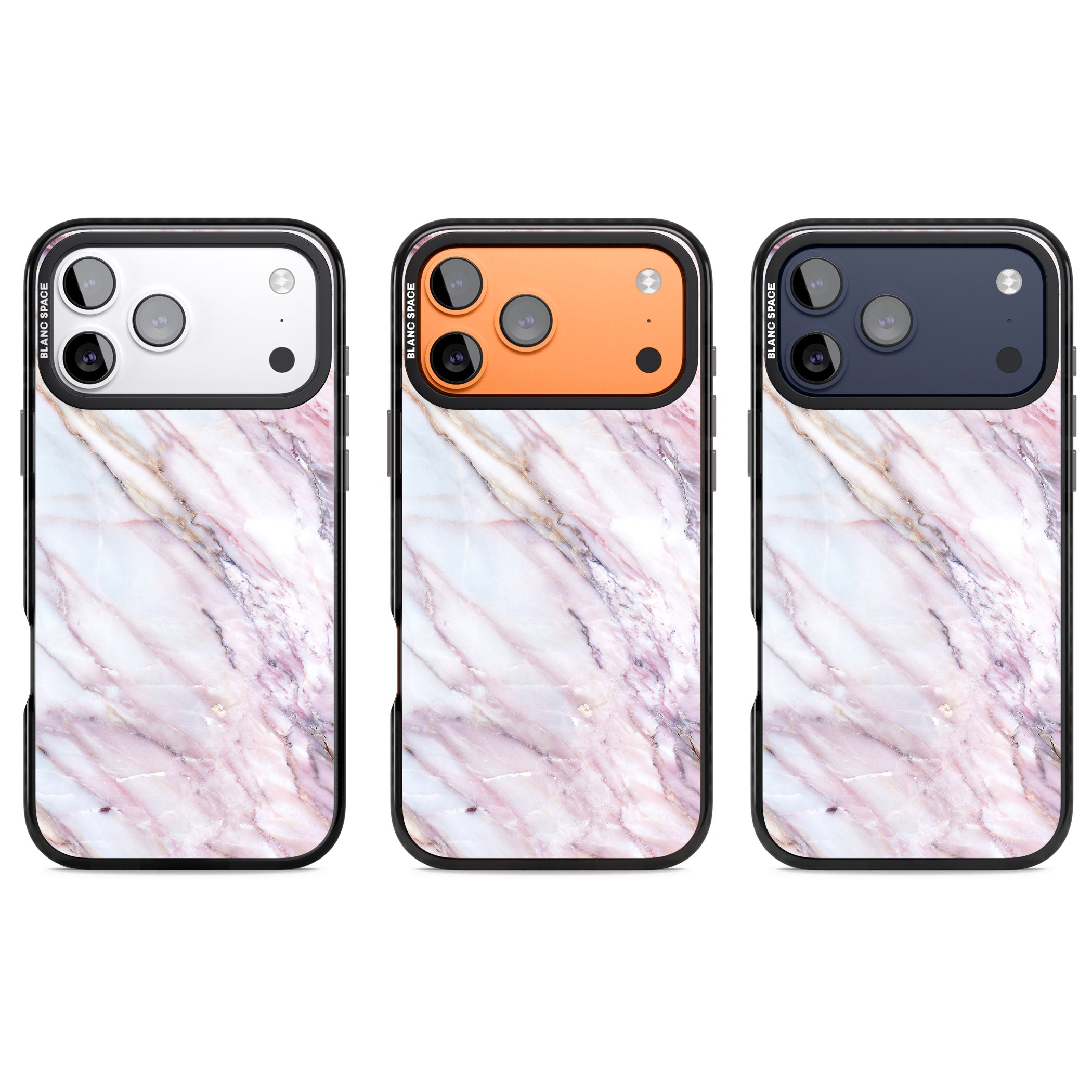 Blush Marble Glow iPhone 17 Pro Impact Black Phone Case APT Impact Protection