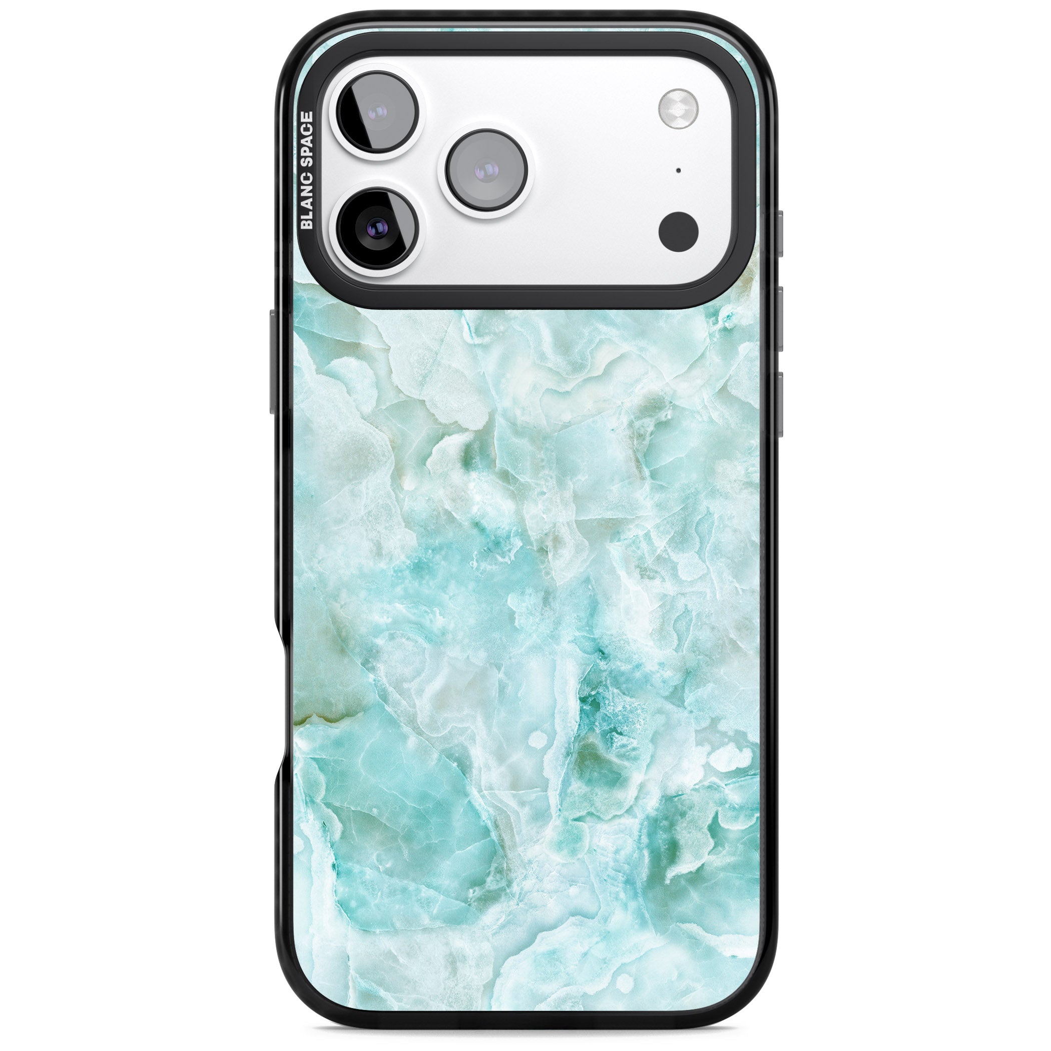 Aqua Onyx Marble iPhone 17 Pro Impact Black Phone Case