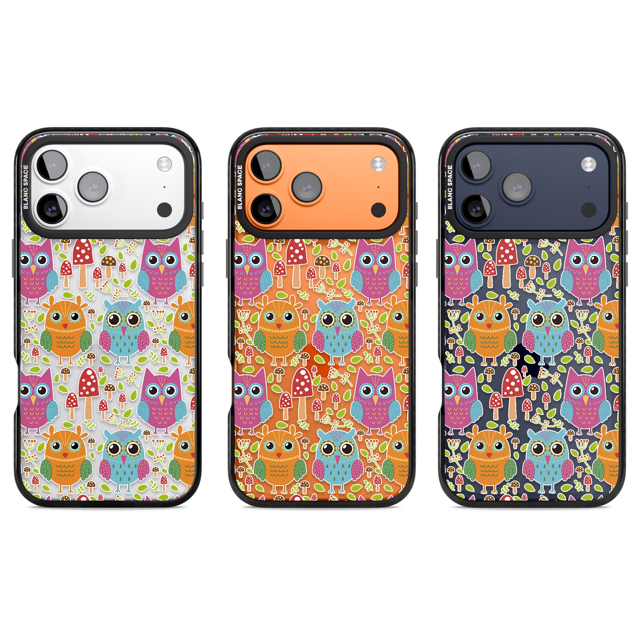 Forrest Owl Clear Pattern iPhone 17 Pro Impact Black Phone Case APT Impact Protection