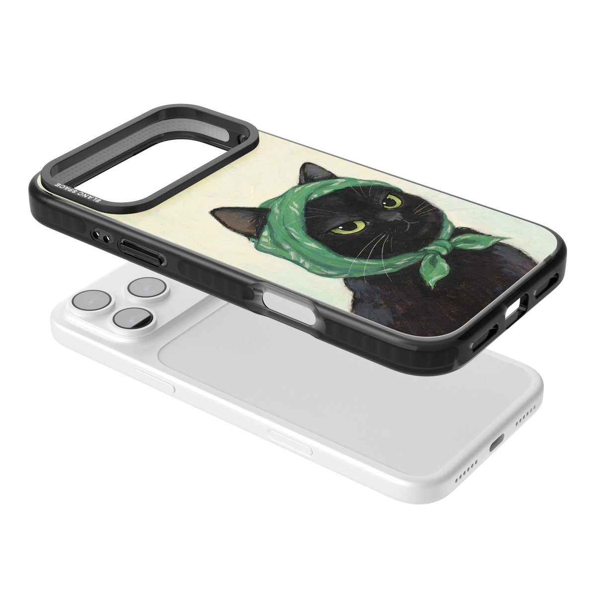 Unamused Kitty iPhone 17 Pro Max Impact Black Phone Case angled