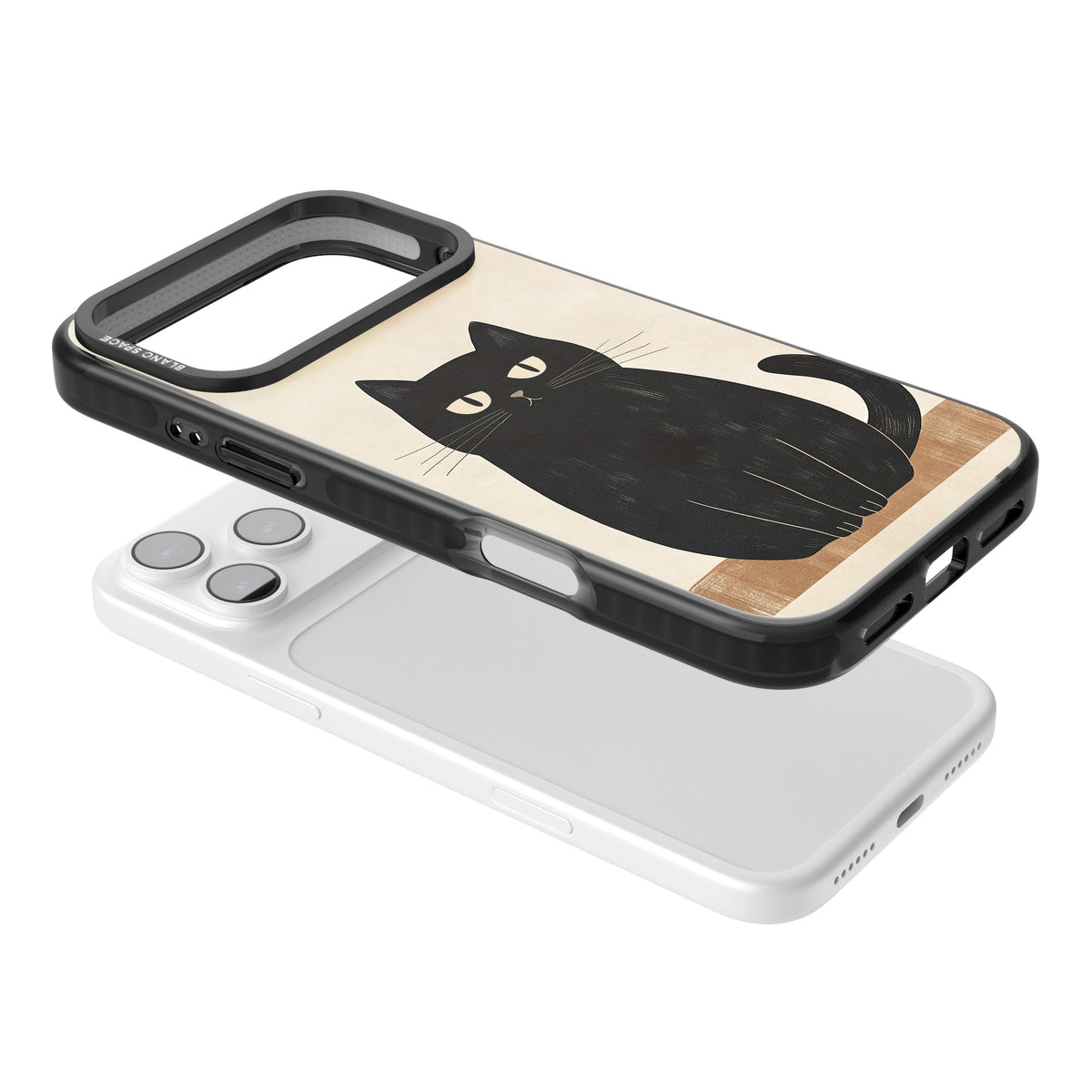 Sassy Black Cat iPhone 17 Pro Max Impact Black Phone Case angled