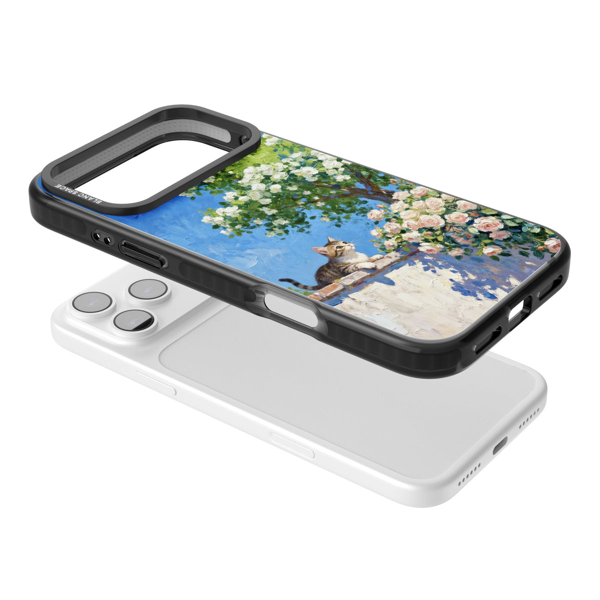 Kitten in Blooming Garden iPhone 17 Pro Max Impact Black Phone Case angled