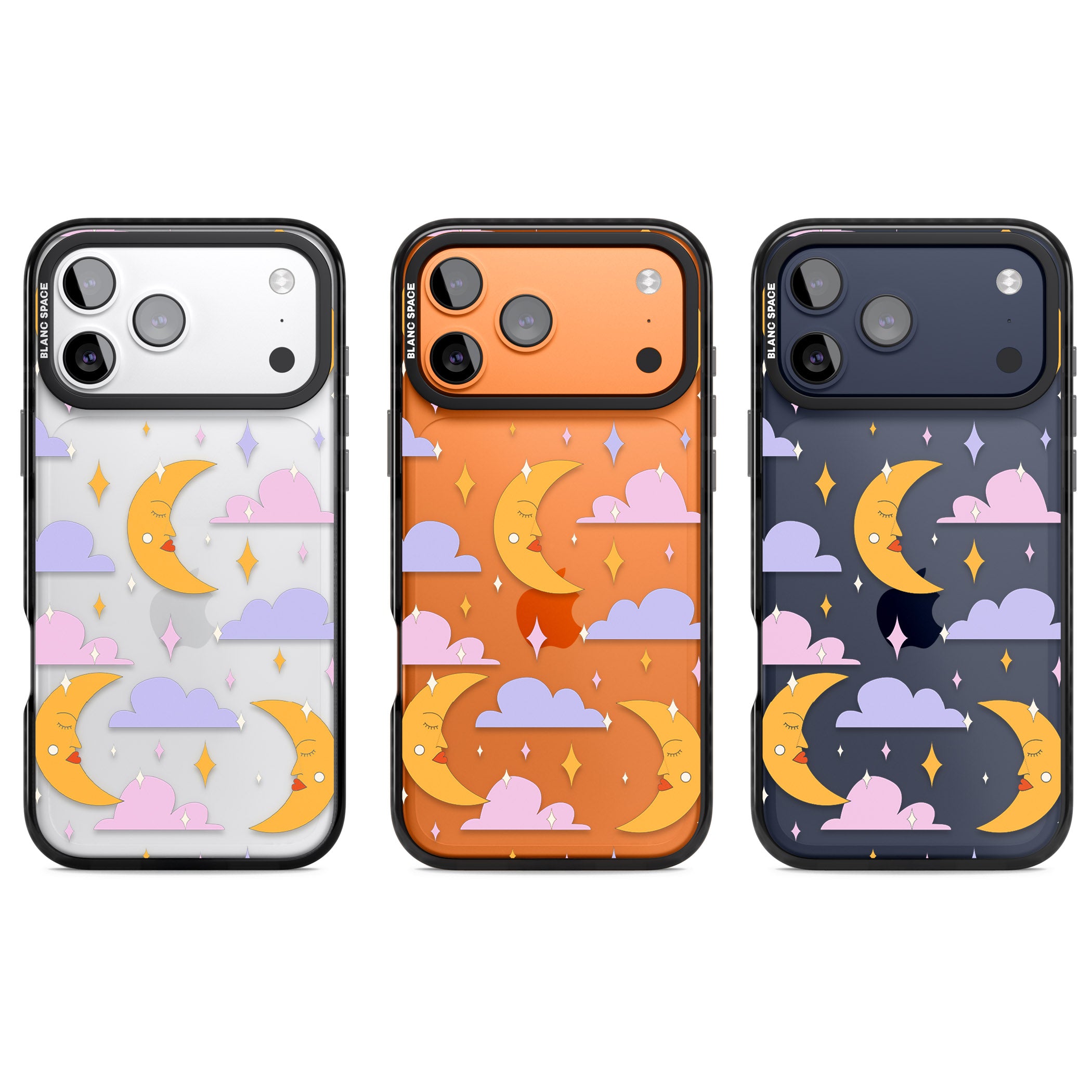 Moons & Clouds iPhone 17 Pro Impact Black Phone Case APT Impact Protection