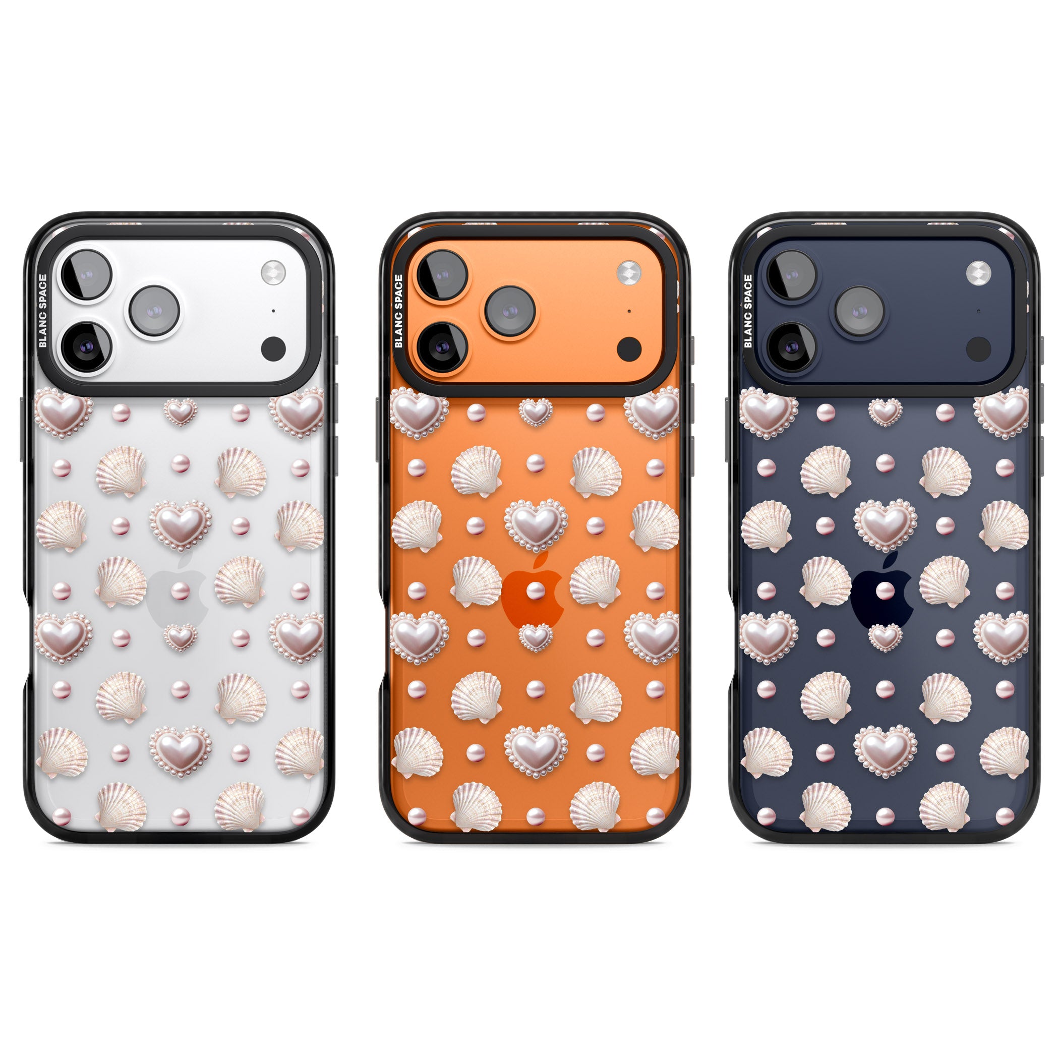 Pearl Hearts iPhone 17 Pro Impact Black Phone Case APT Impact Protection