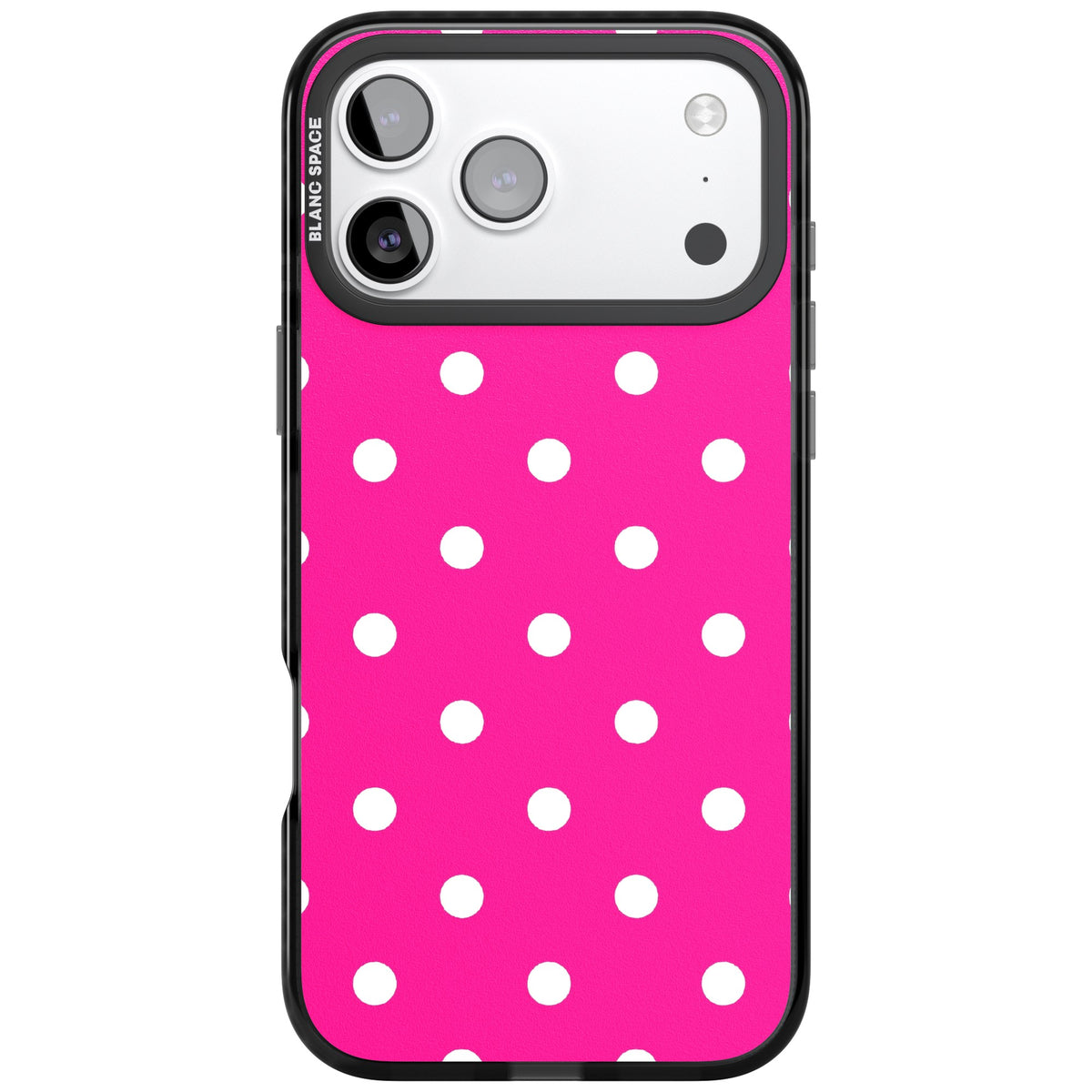 Pink Polka Dot iPhone 17 Pro Max Impact Black Phone Case front