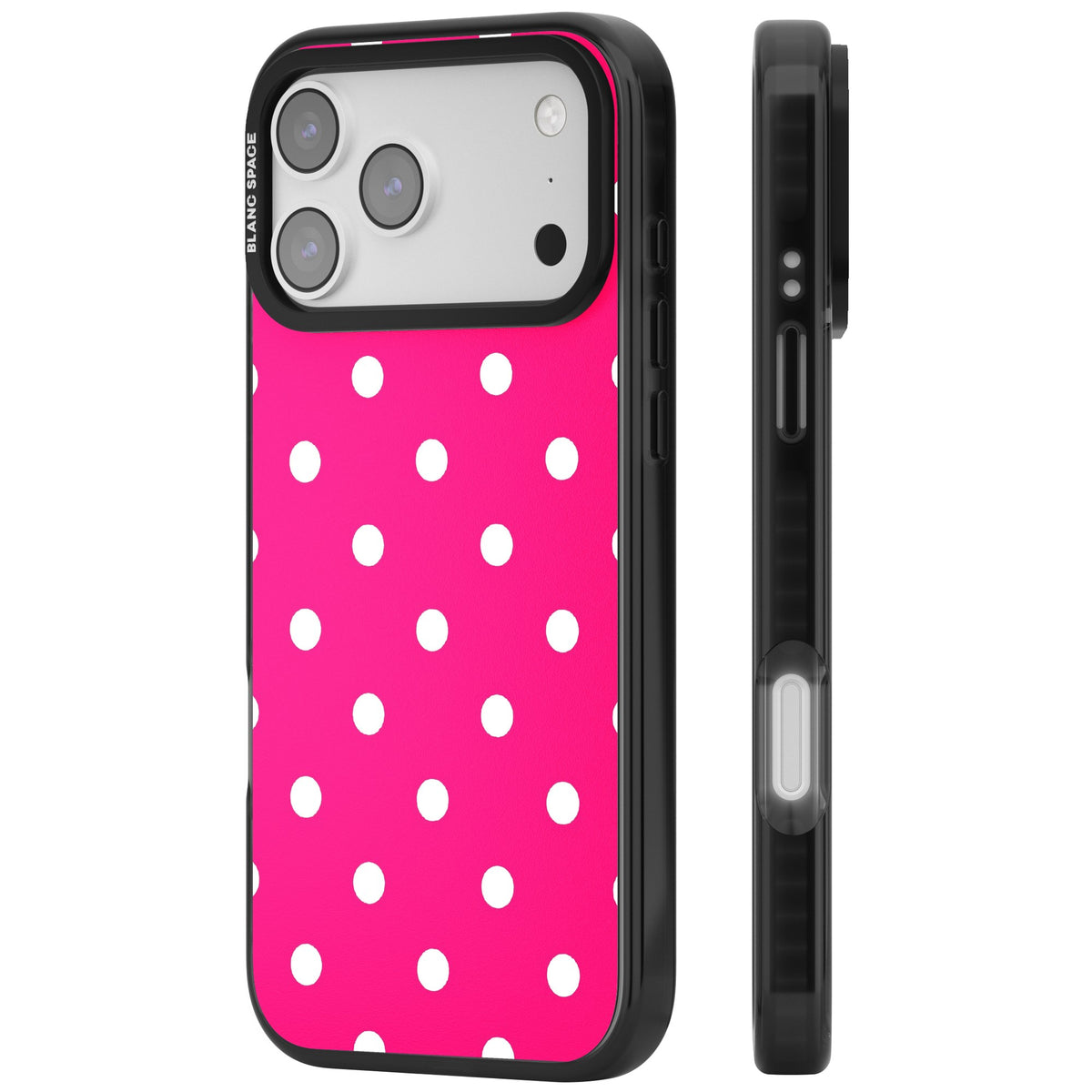 Pink Polka Dot iPhone 17 Pro Max Impact Black Phone Case side