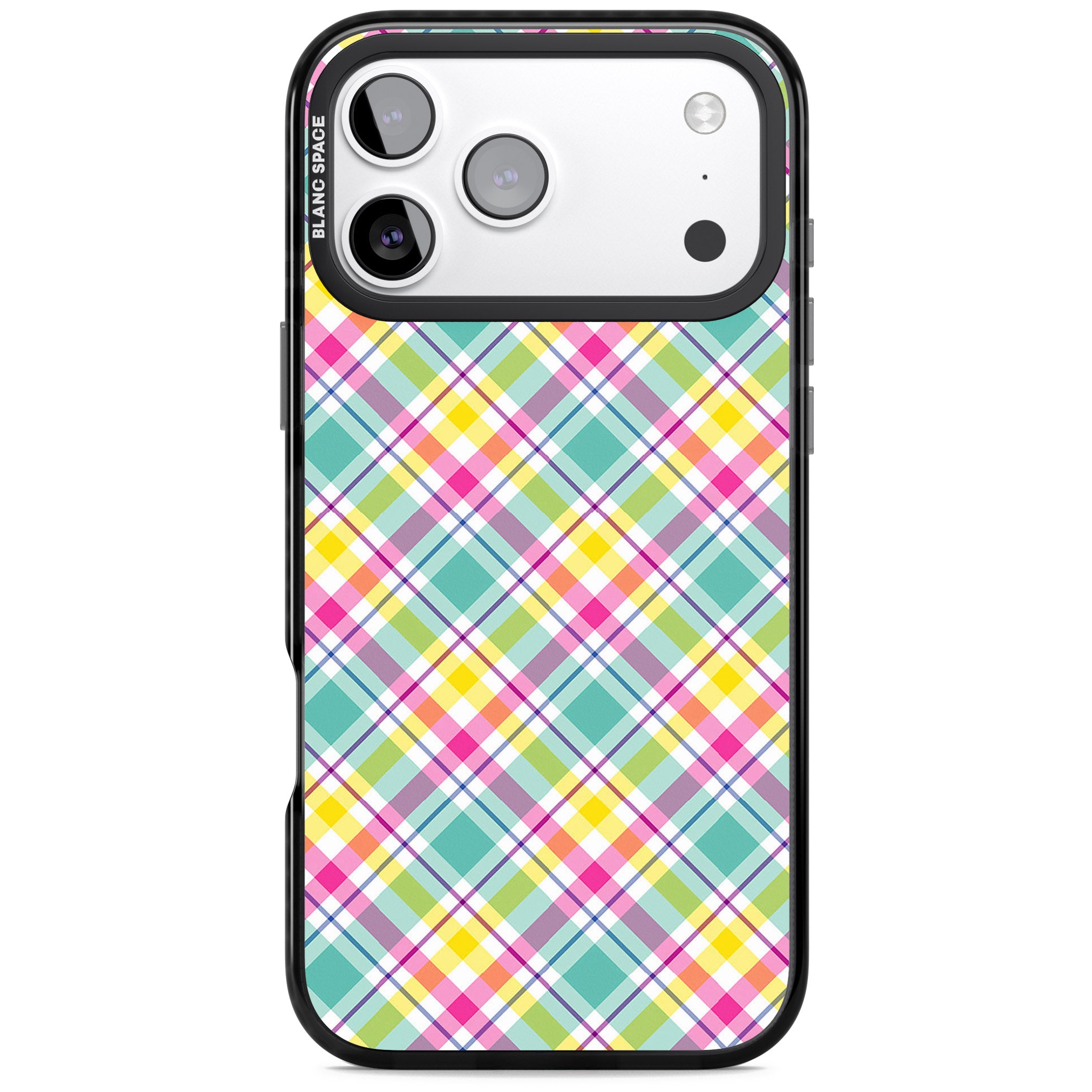 Crosshatch Plaid iPhone 17 Pro Impact Black Phone Case