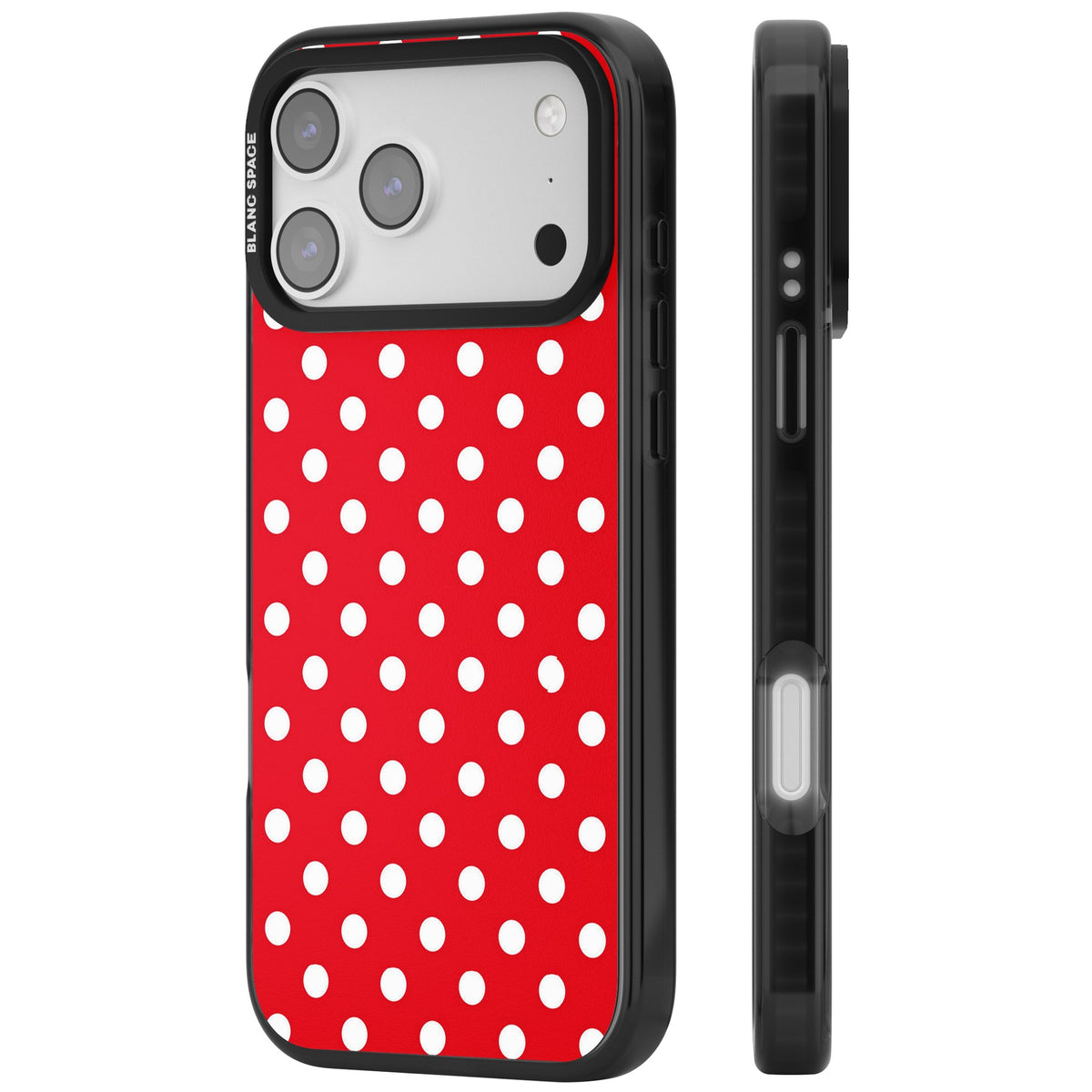 Red Polka Dot iPhone 17 Pro Max Impact Black Phone Case side