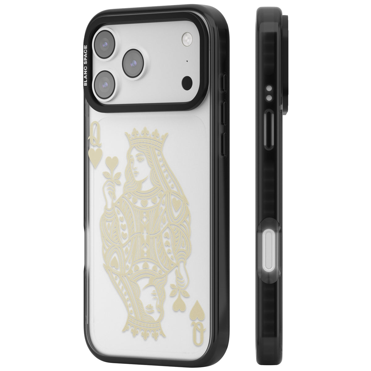 Queen Of Hearts (Beige) iPhone 17 Pro Max Impact Black Phone Case side