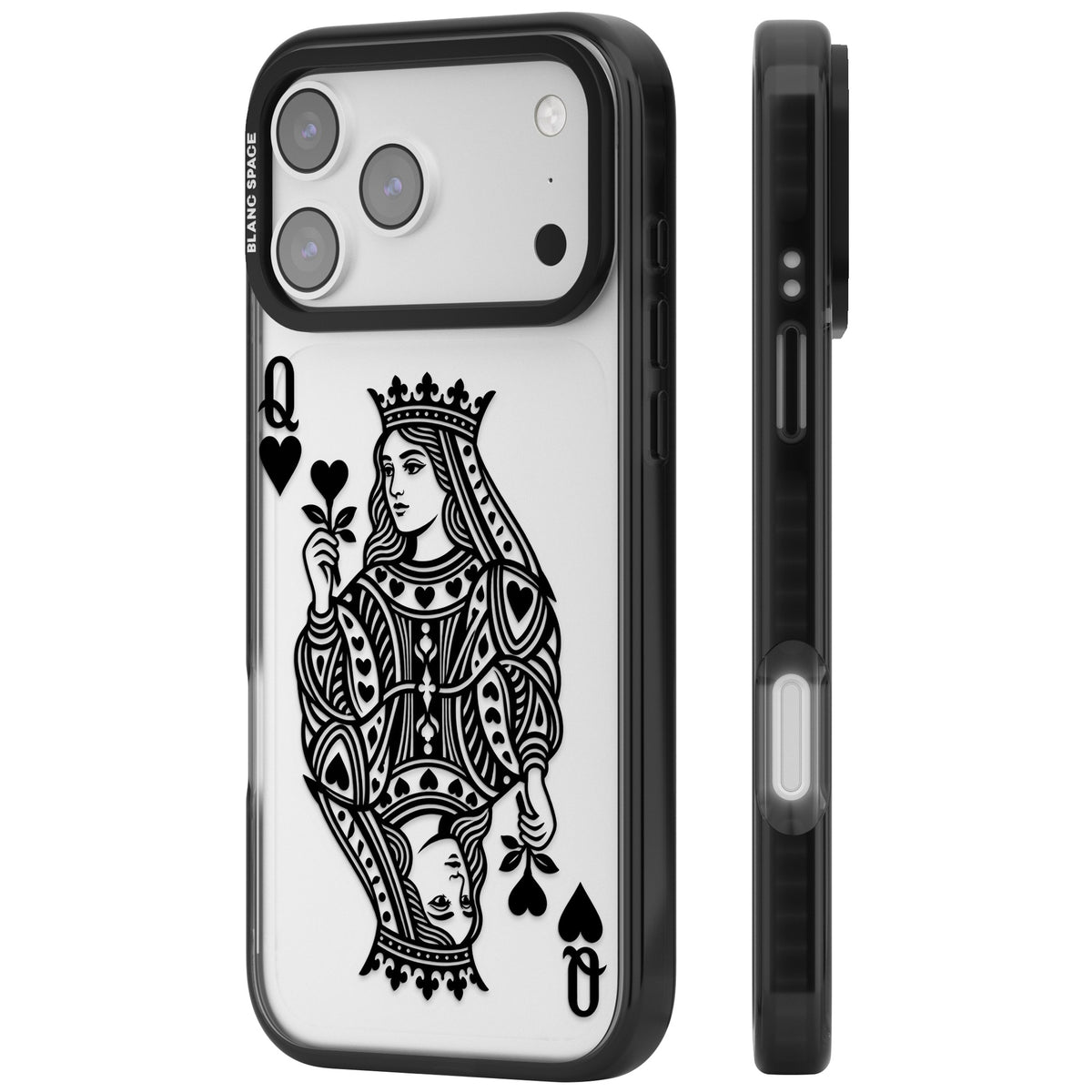 Queen Of Hearts (Black) iPhone 17 Pro Max Impact Black Phone Case side
