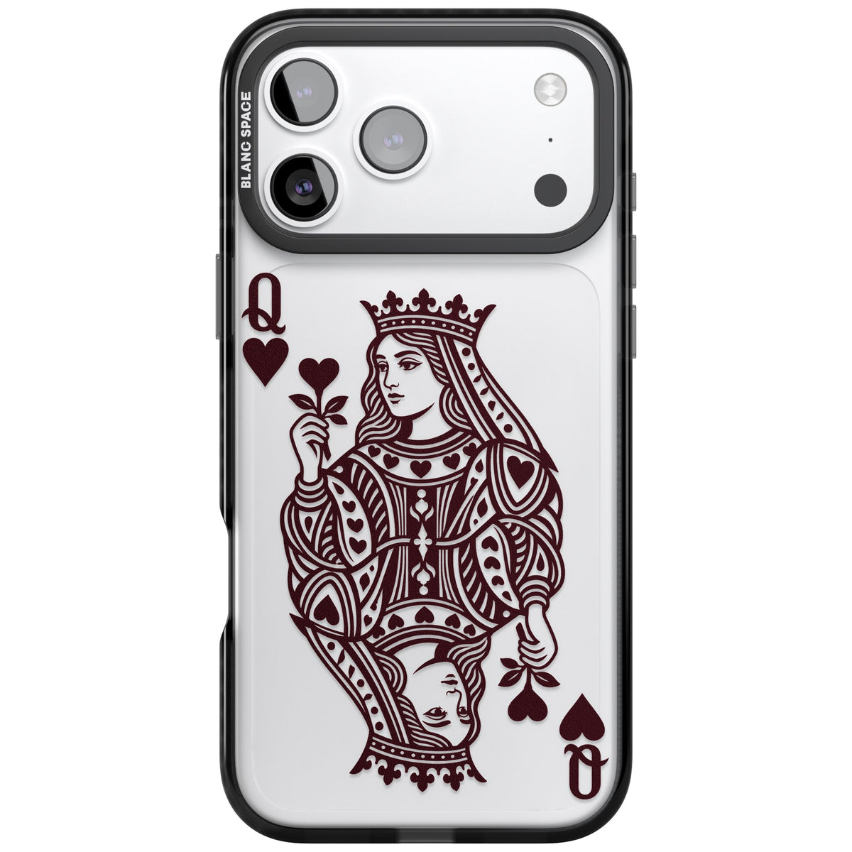 Queen Of Hearts (Burgundy) iPhone 17 Pro Max Impact Black Phone Case front
