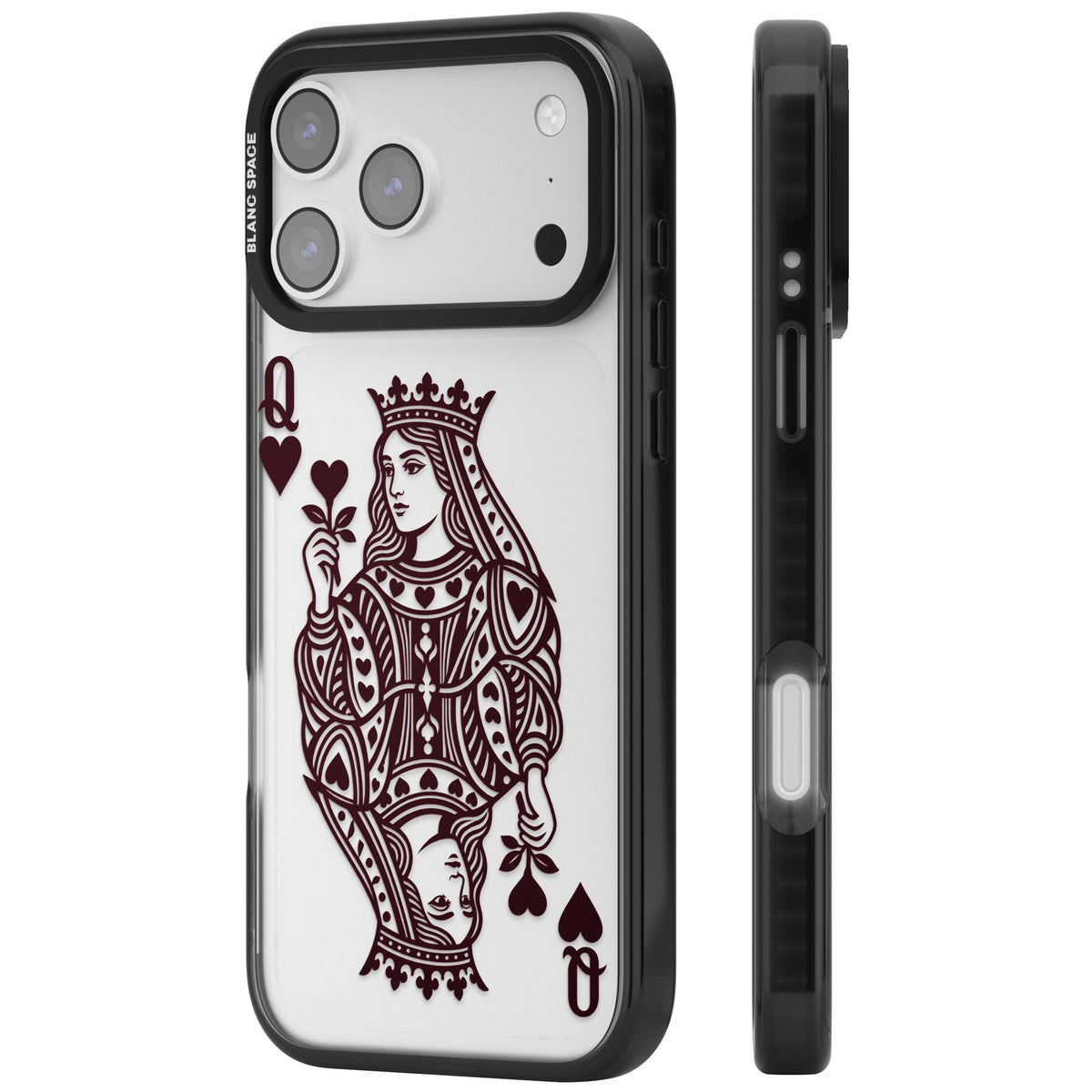 Queen Of Hearts (Burgundy) iPhone 17 Pro Max Impact Black Phone Case side