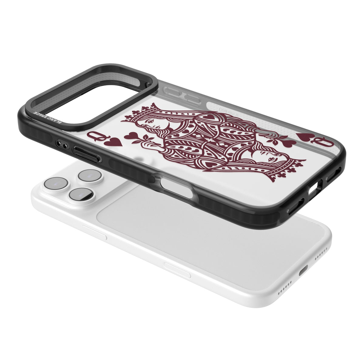 Queen Of Hearts (Burgundy) iPhone 17 Pro Max Impact Black Phone Case angled
