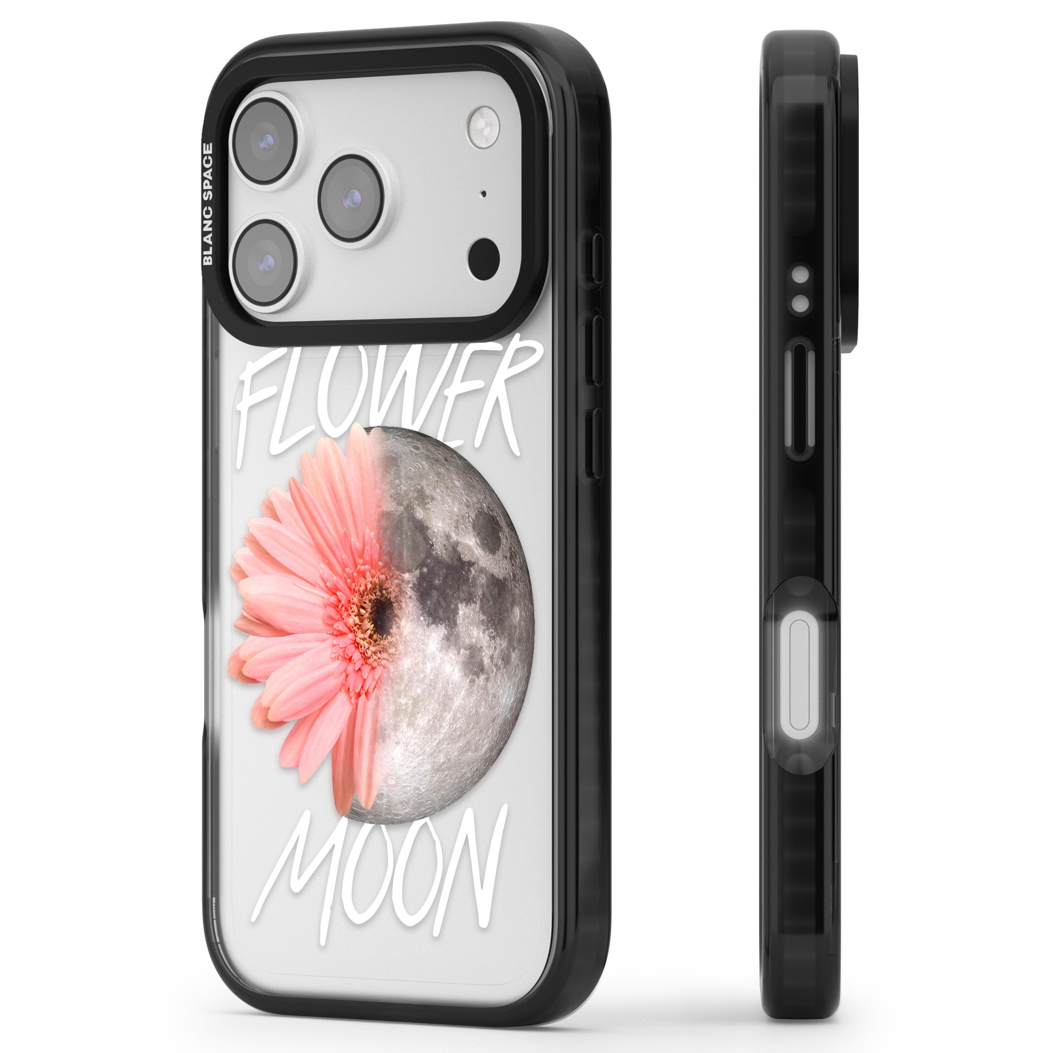 Flower Moon iPhone 17 Pro Impact Black Phone Case Side Profile