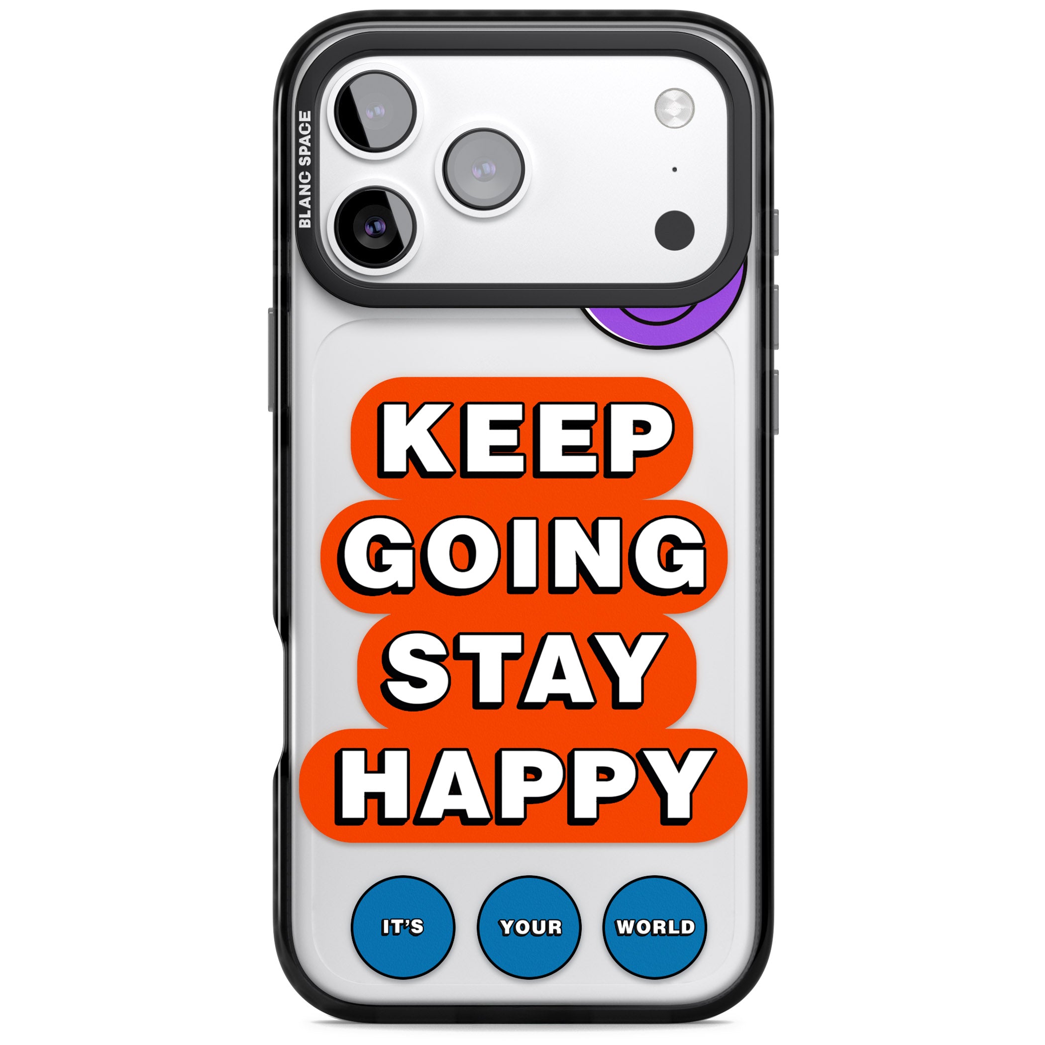 Keep Going Stay Happy iPhone 17 Pro Impact Black Phone Case