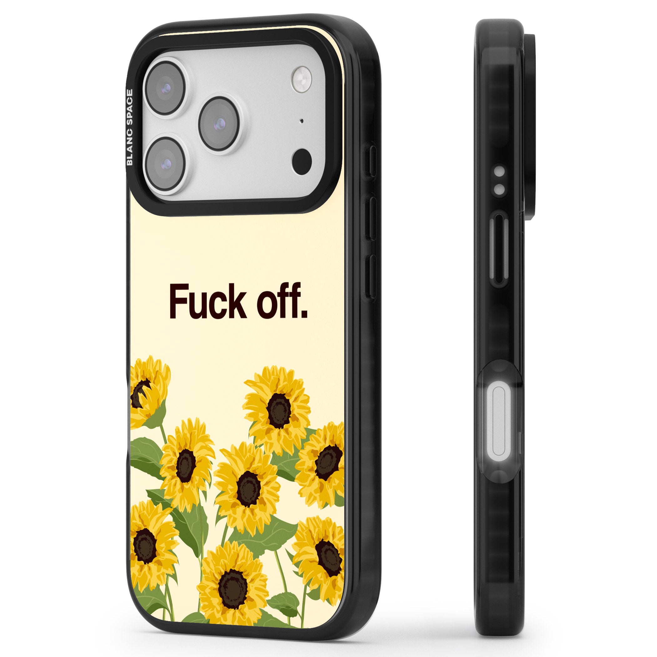 F*Ck Off iPhone 17 Pro Impact Black Phone Case Side Profile