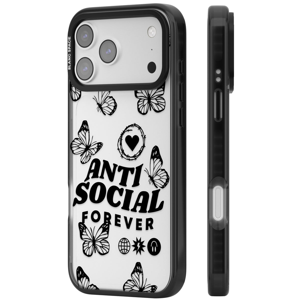 Anti Social Forever iPhone 17 Pro Max Impact Black Phone Case side