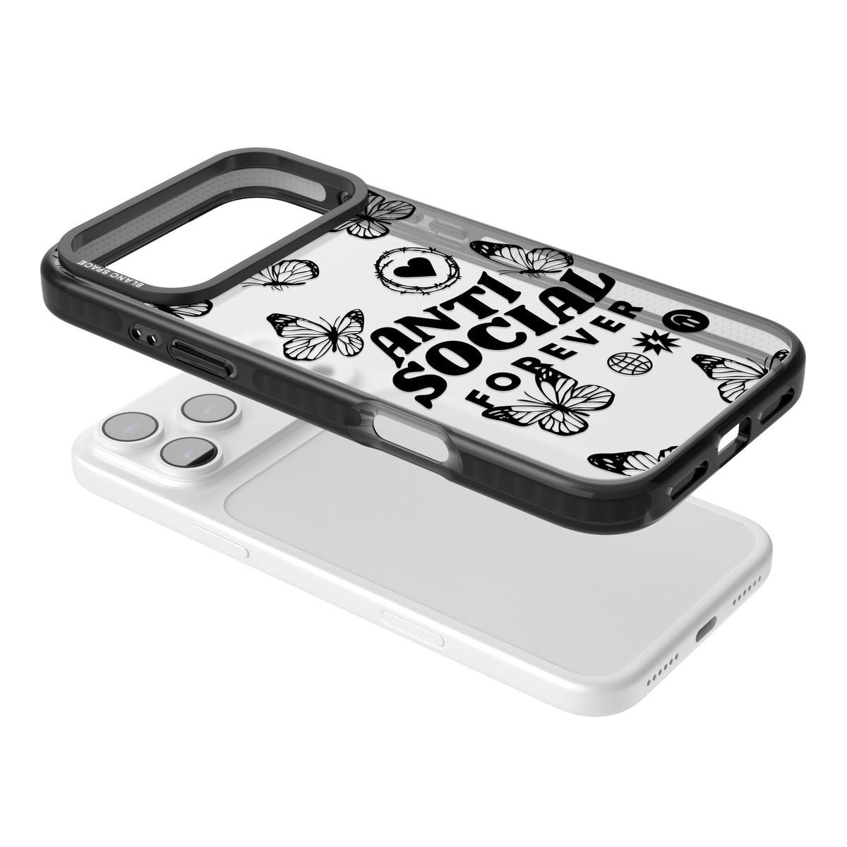 Anti Social Forever iPhone 17 Pro Max Impact Black Phone Case angled