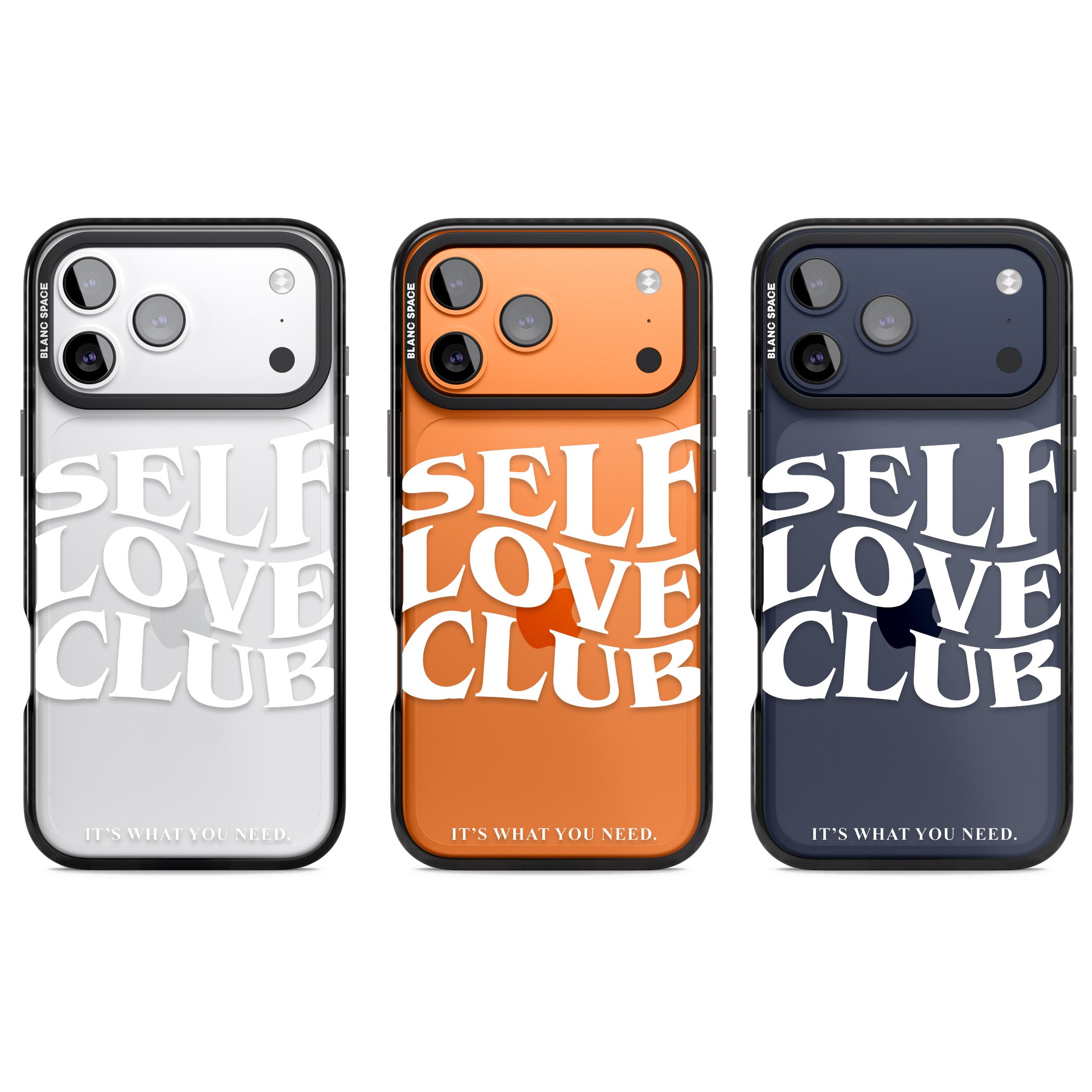 Self Love Club White iPhone 17 Pro Impact Black Phone Case APT Impact Protection