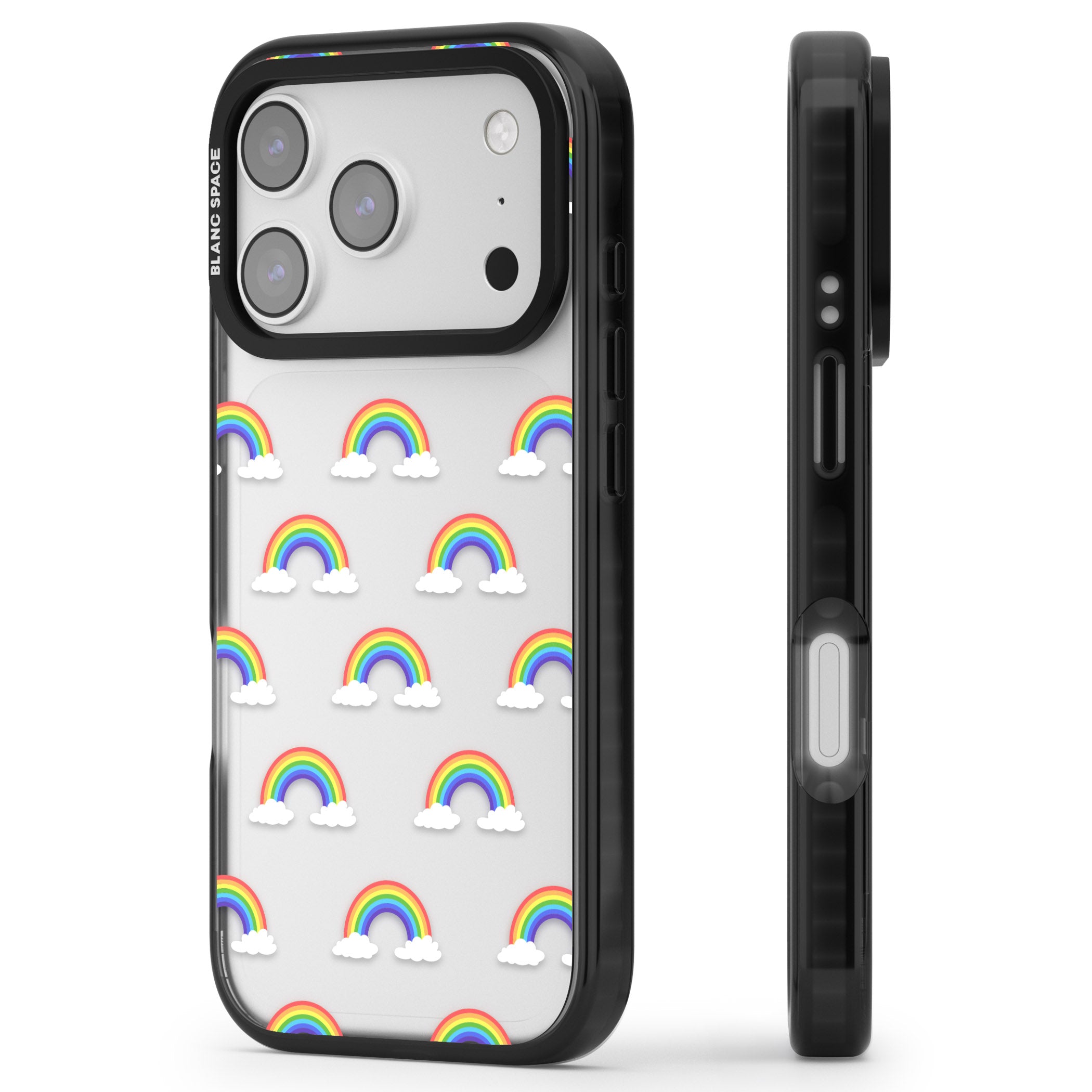 Rainbow Dream iPhone 17 Pro Impact Black Phone Case Side Profile