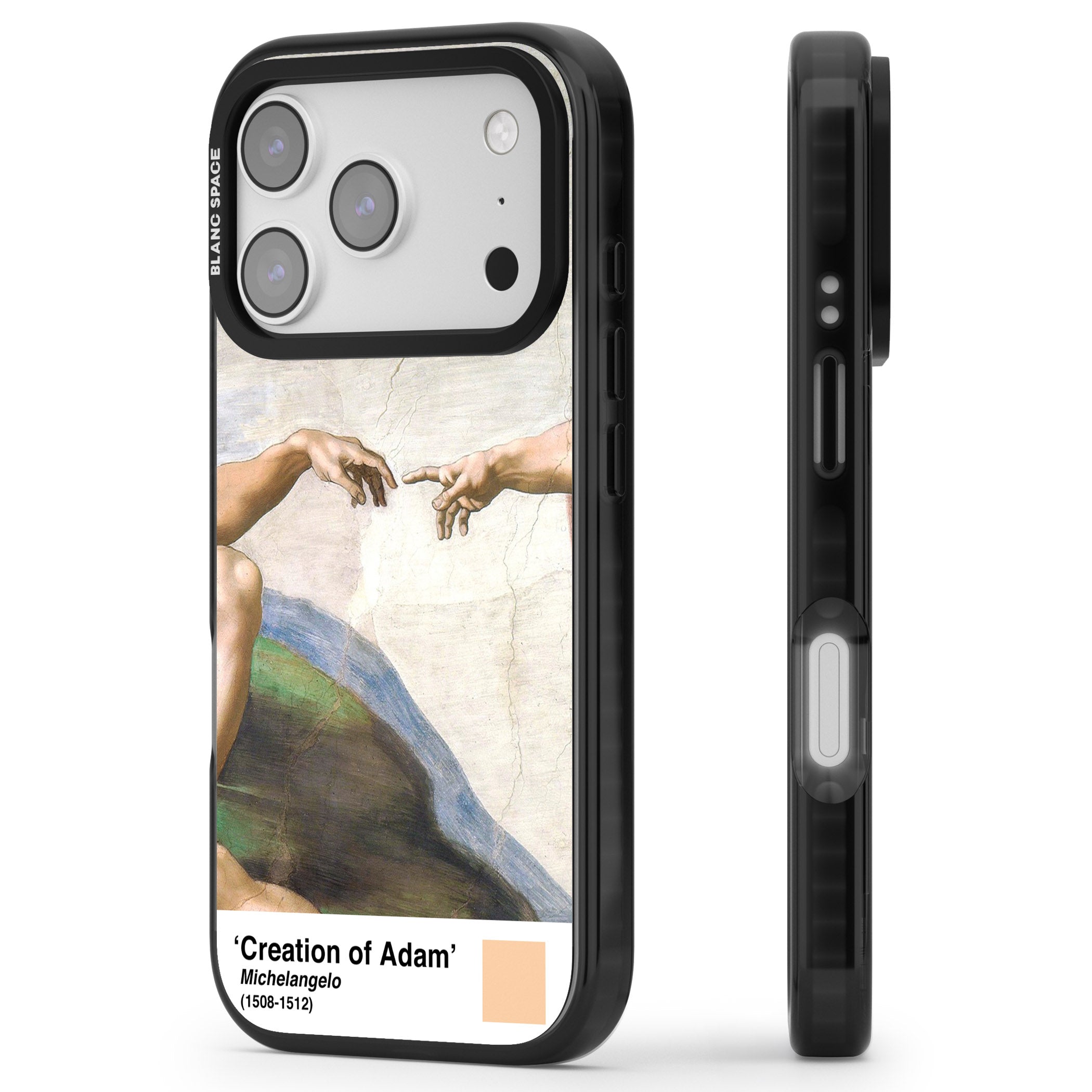 Creation Of Adam iPhone 17 Pro Max Impact Black Phone Case Side Profile