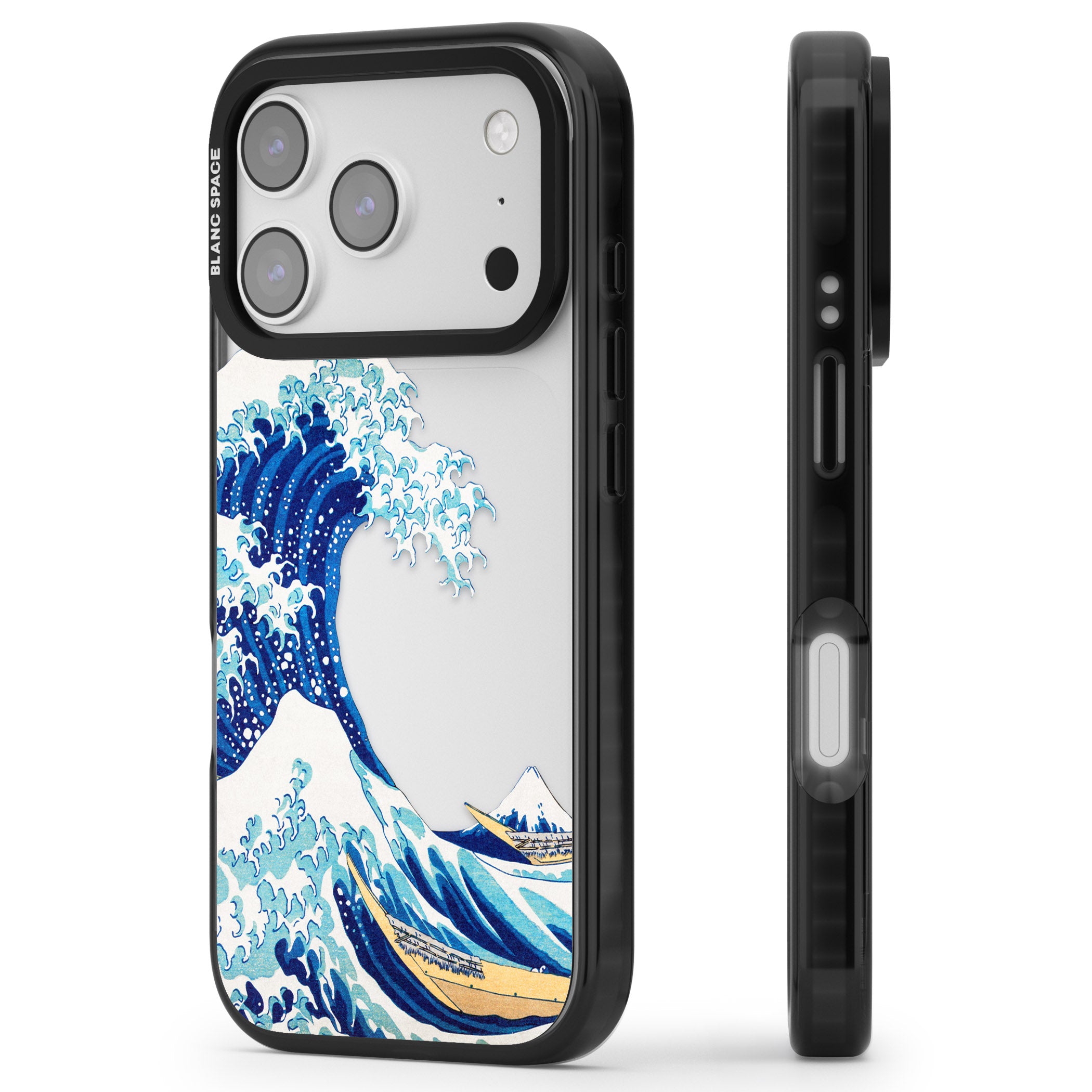 The Great Wave Of Kanagawa iPhone 17 Pro Impact Black Phone Case Side Profile