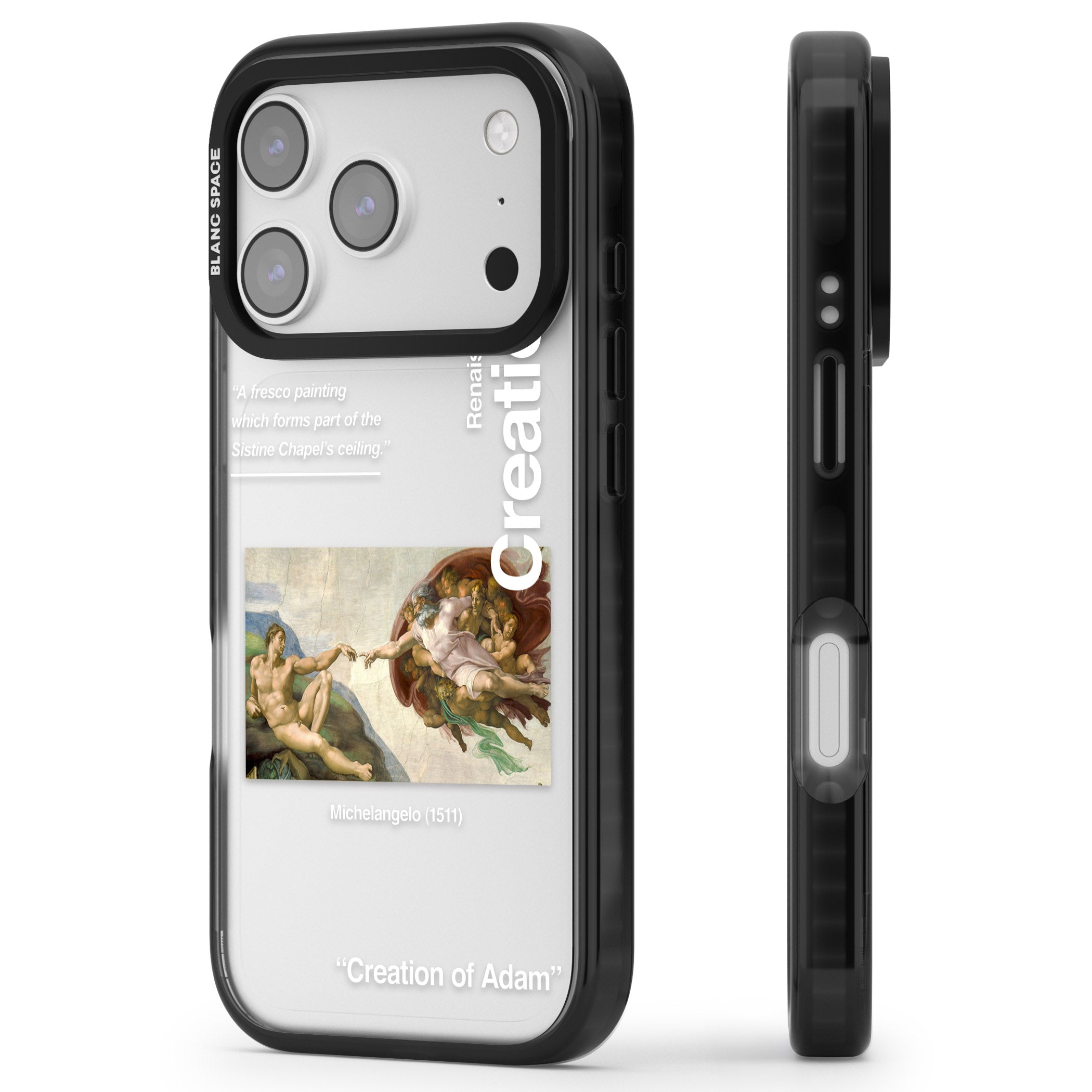 Creation Of Adam Michelangelo iPhone 17 Pro Impact Black Phone Case Side Profile