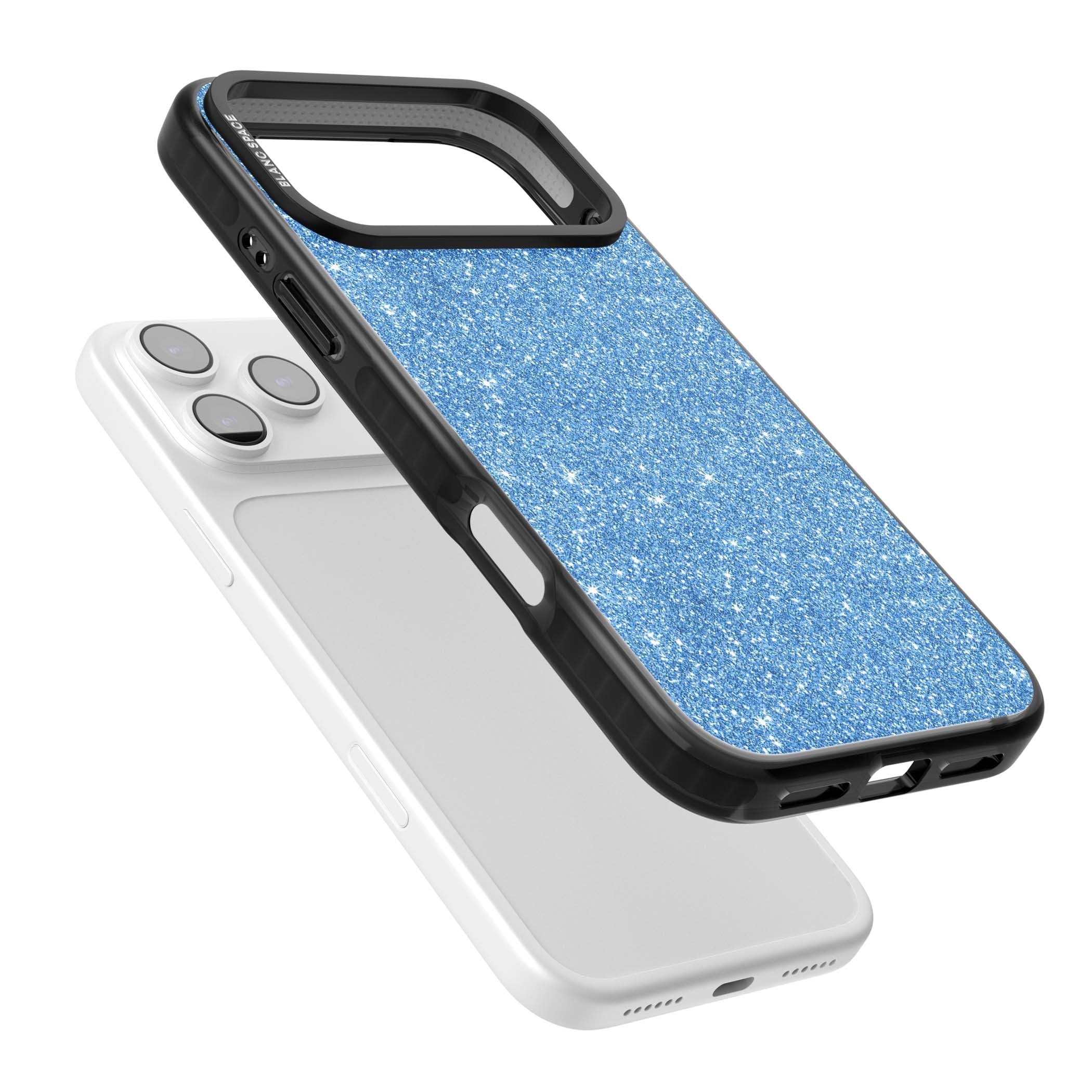 Blue Glitter blue glitter iPhone case featuring dense sparkling cerulean glitter with a glamorous shimmering finish | Clear Impact case for iPhone 17 Pro, iPhone 17 Pro Max