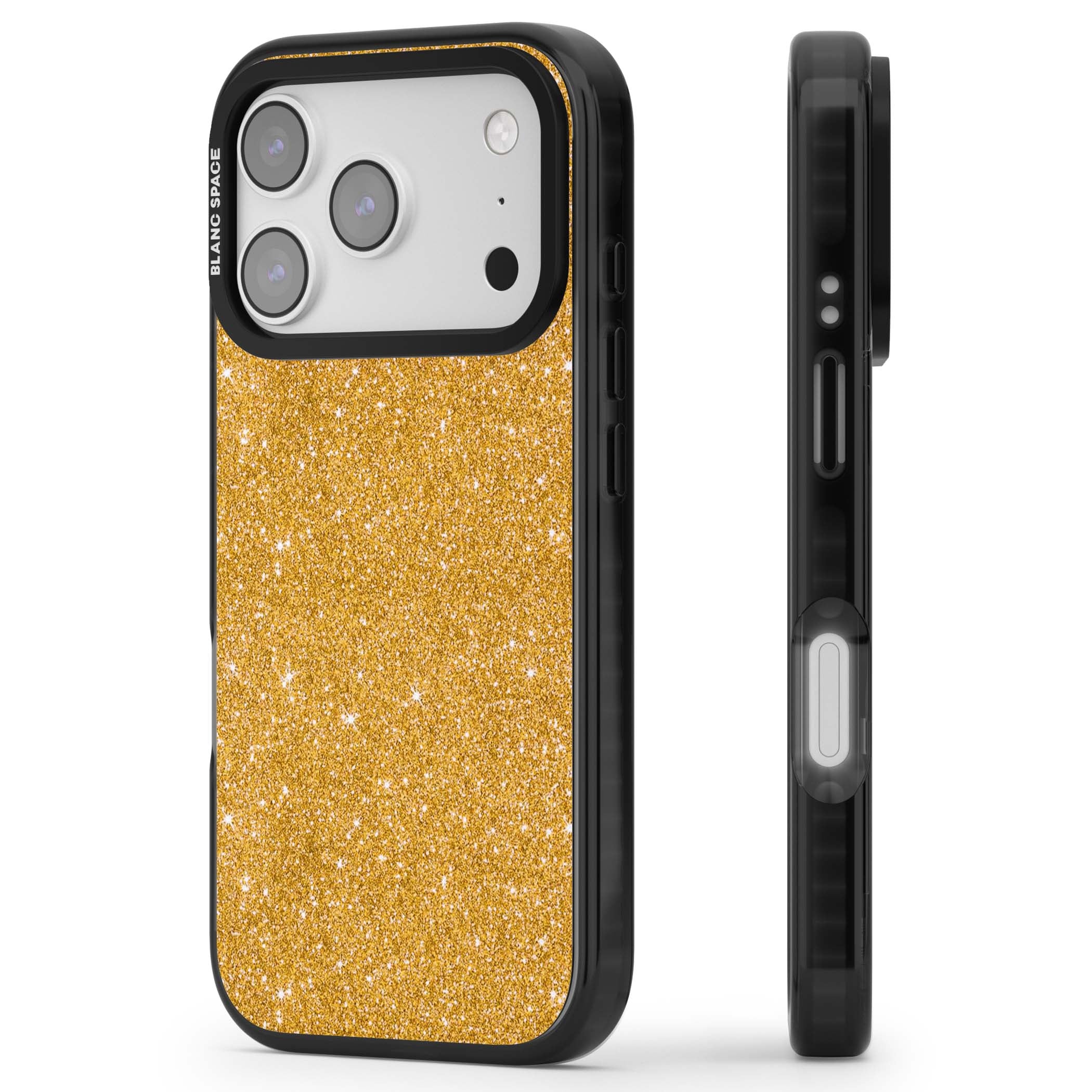 Gold Glitter gold glitter iPhone case featuring a shimmering sparkle wallpaper design in luxury gold | Clear Impact case for iPhone 17 Pro, iPhone 17 Pro Max