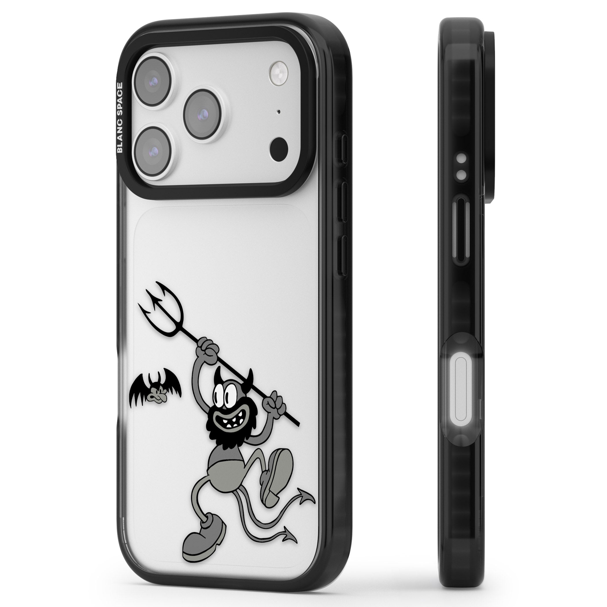 Dancing Devil iPhone 17 Pro Impact Black Phone Case Side Profile