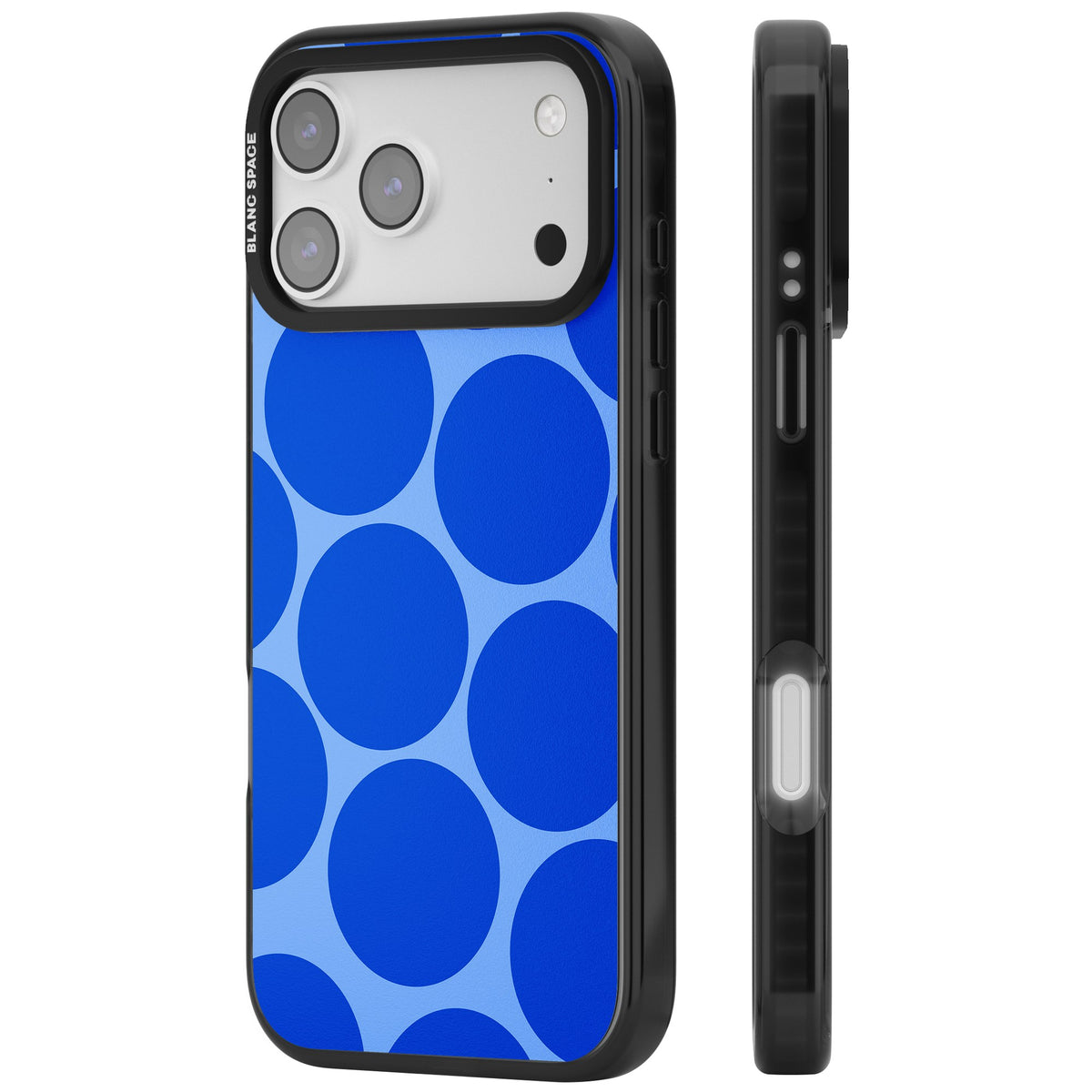 Retro Blue Circles iPhone 17 Pro Max Impact Black Phone Case side