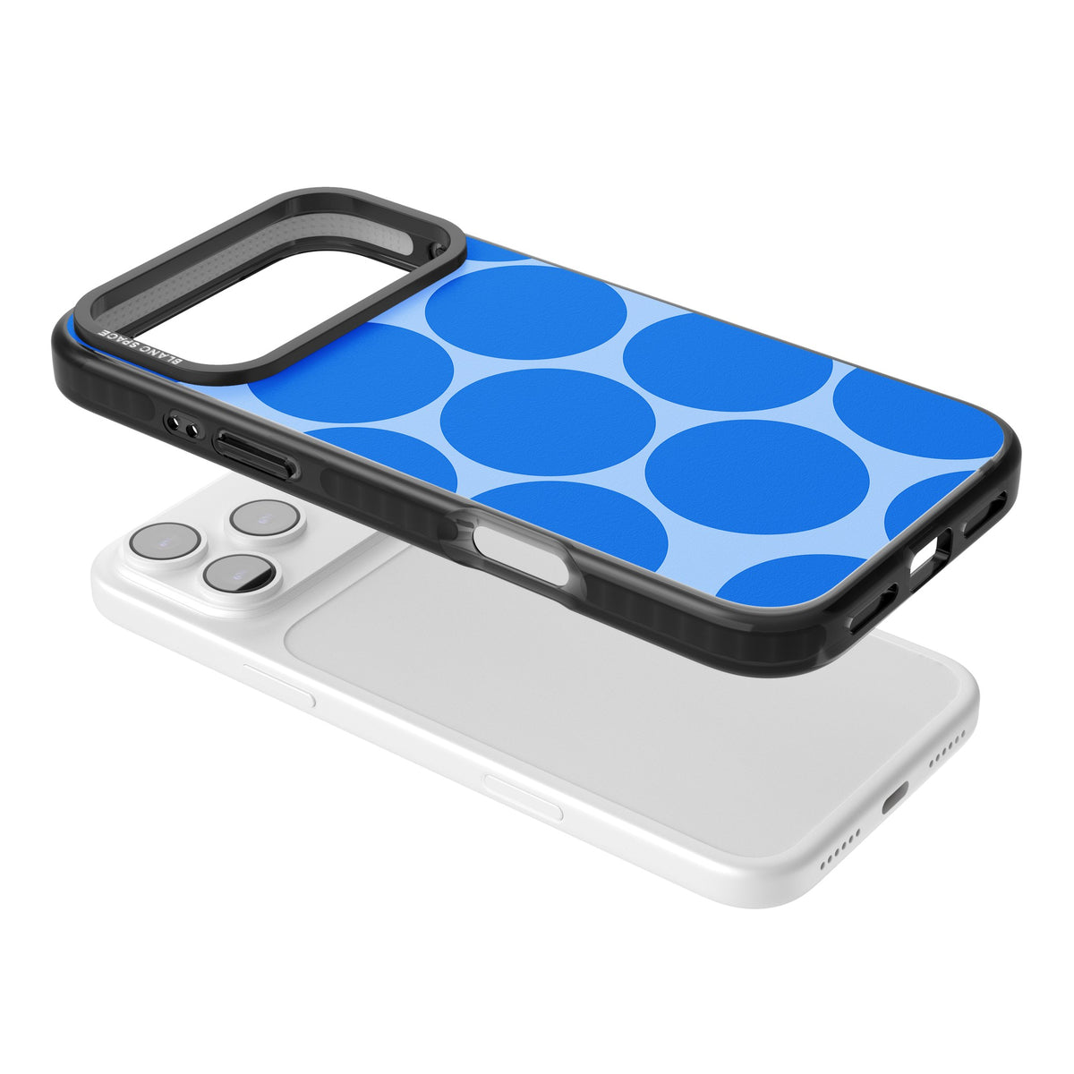 Retro Blue Circles iPhone 17 Pro Max Impact Black Phone Case angled