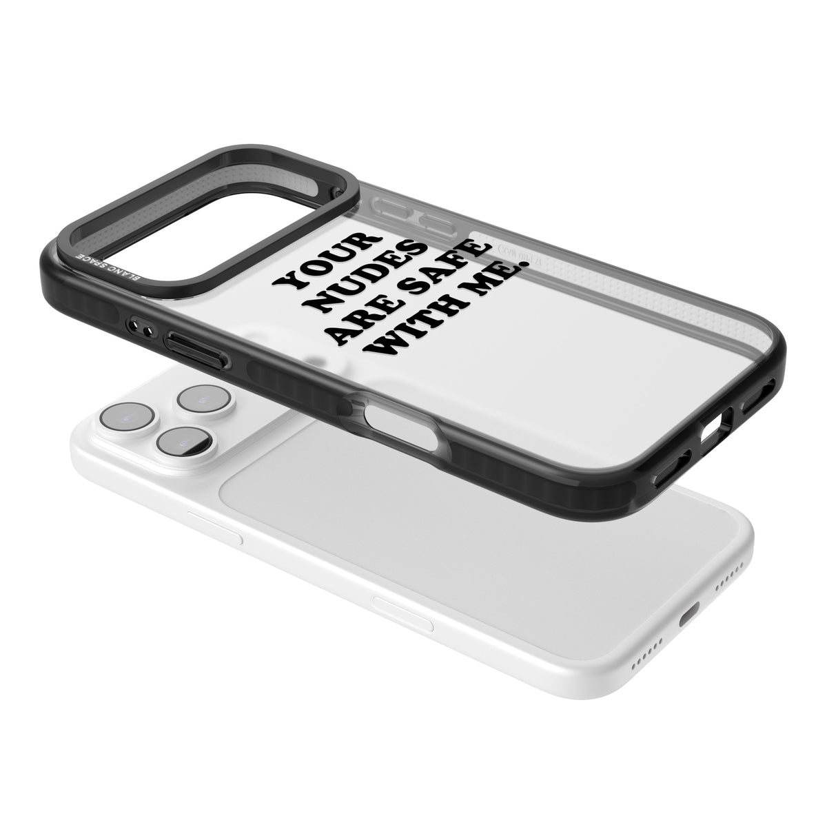 Your Nudes Are Safe Black iPhone 17 Pro Max Impact Black Phone Case angled