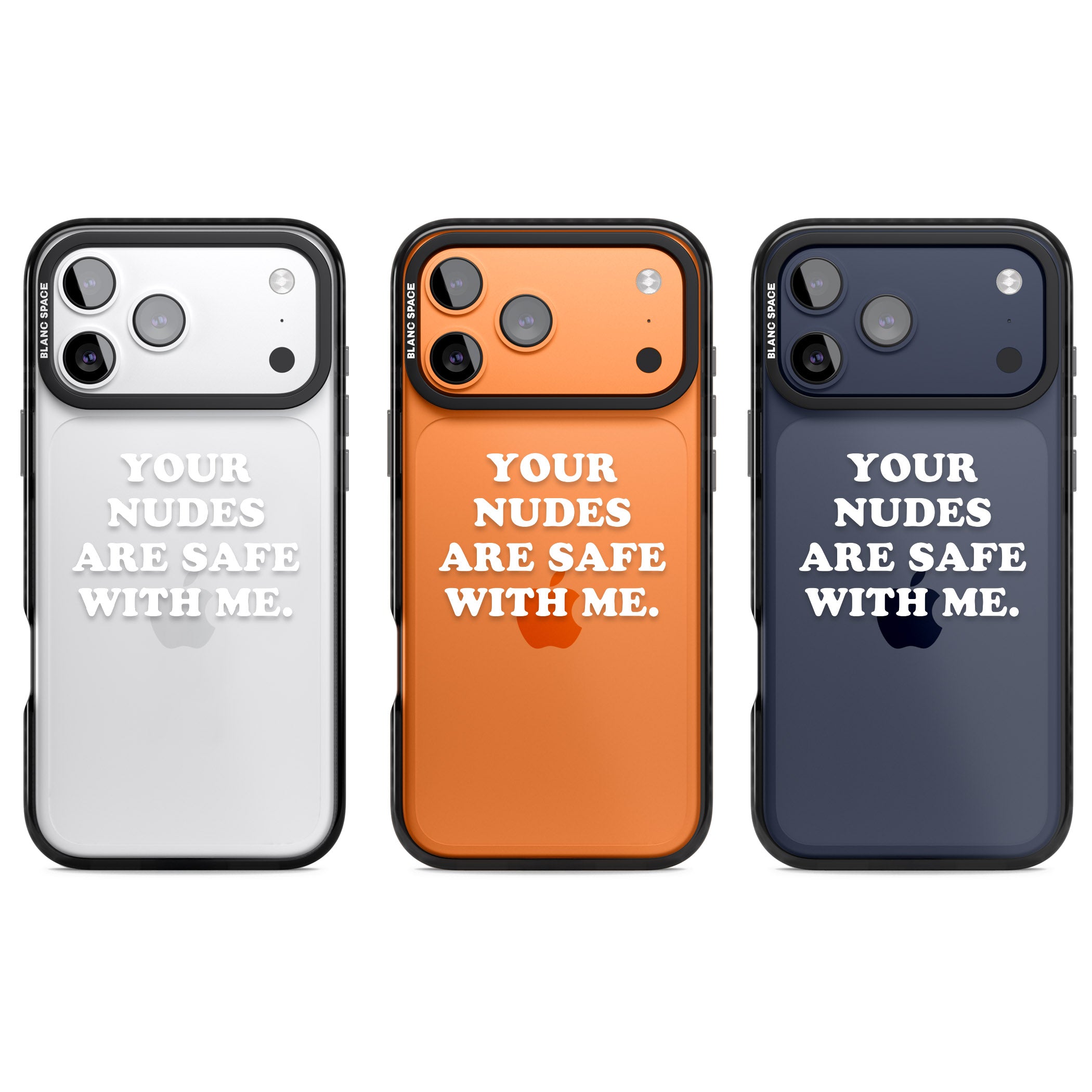 Your Nudes Are Safe White iPhone 17 Pro Impact Black Phone Case APT Impact Protection