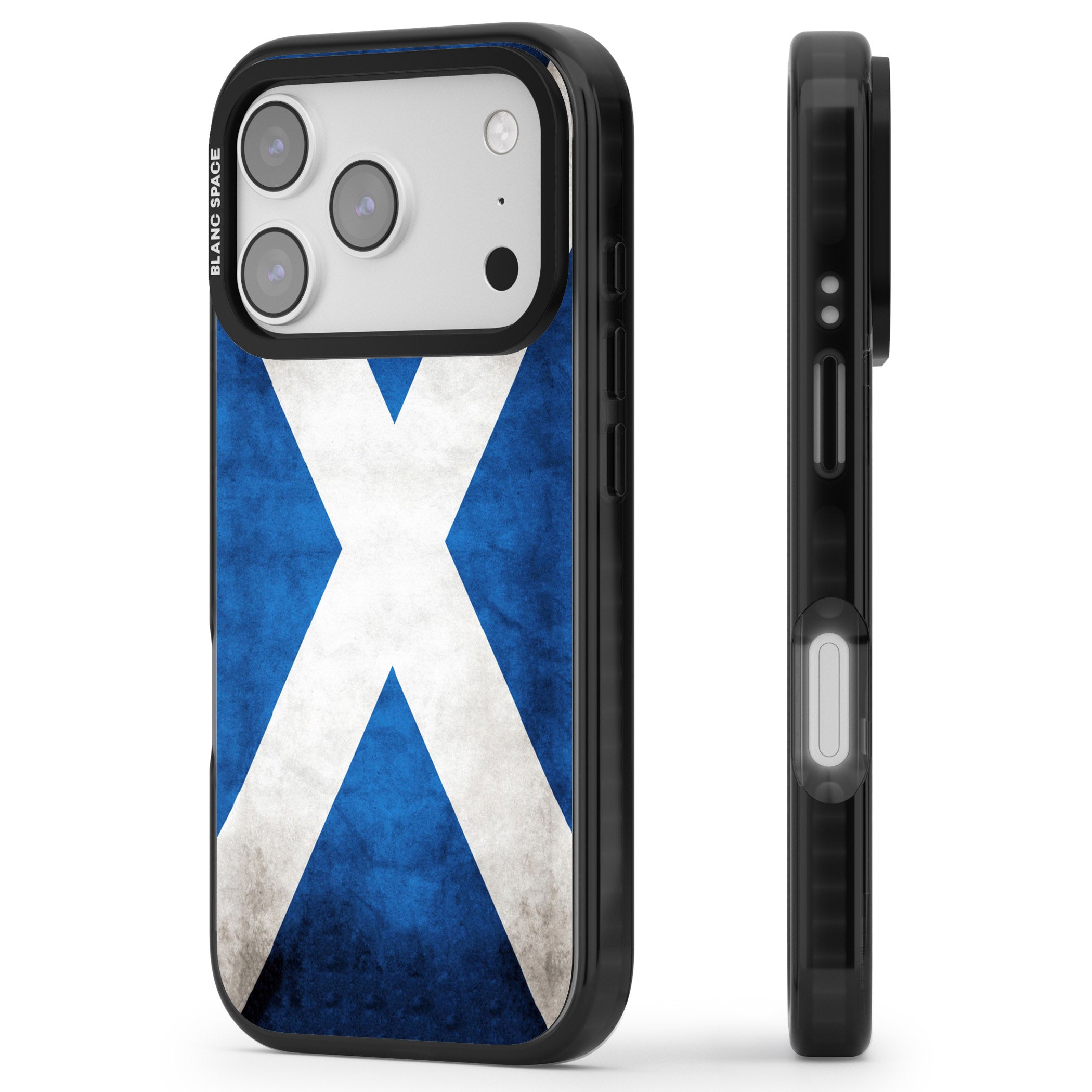 Scotland Saltire Flag iPhone 17 Pro Impact Black Phone Case Side Profile