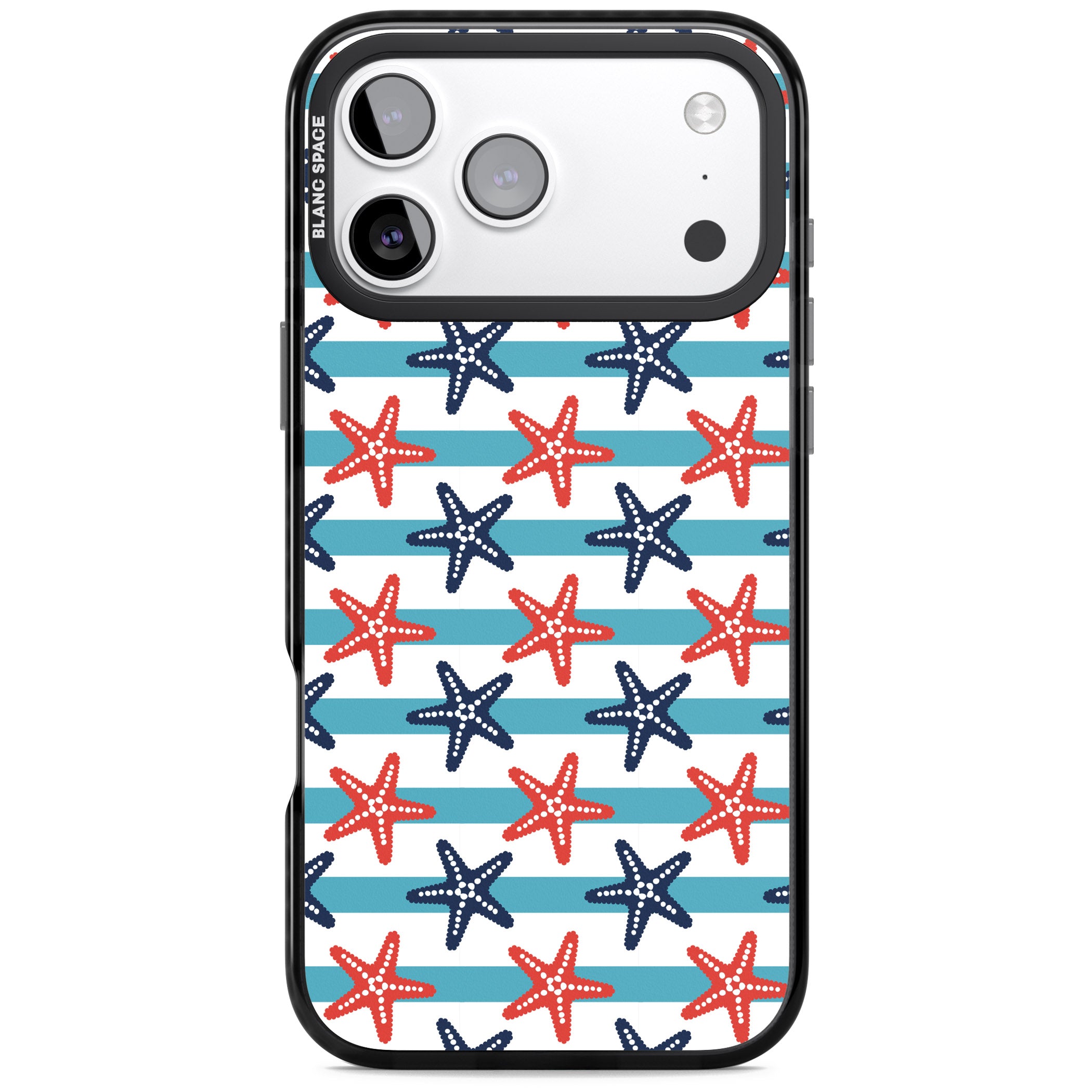 Nautical Starfish Stripe iPhone 17 Pro Impact Black Phone Case