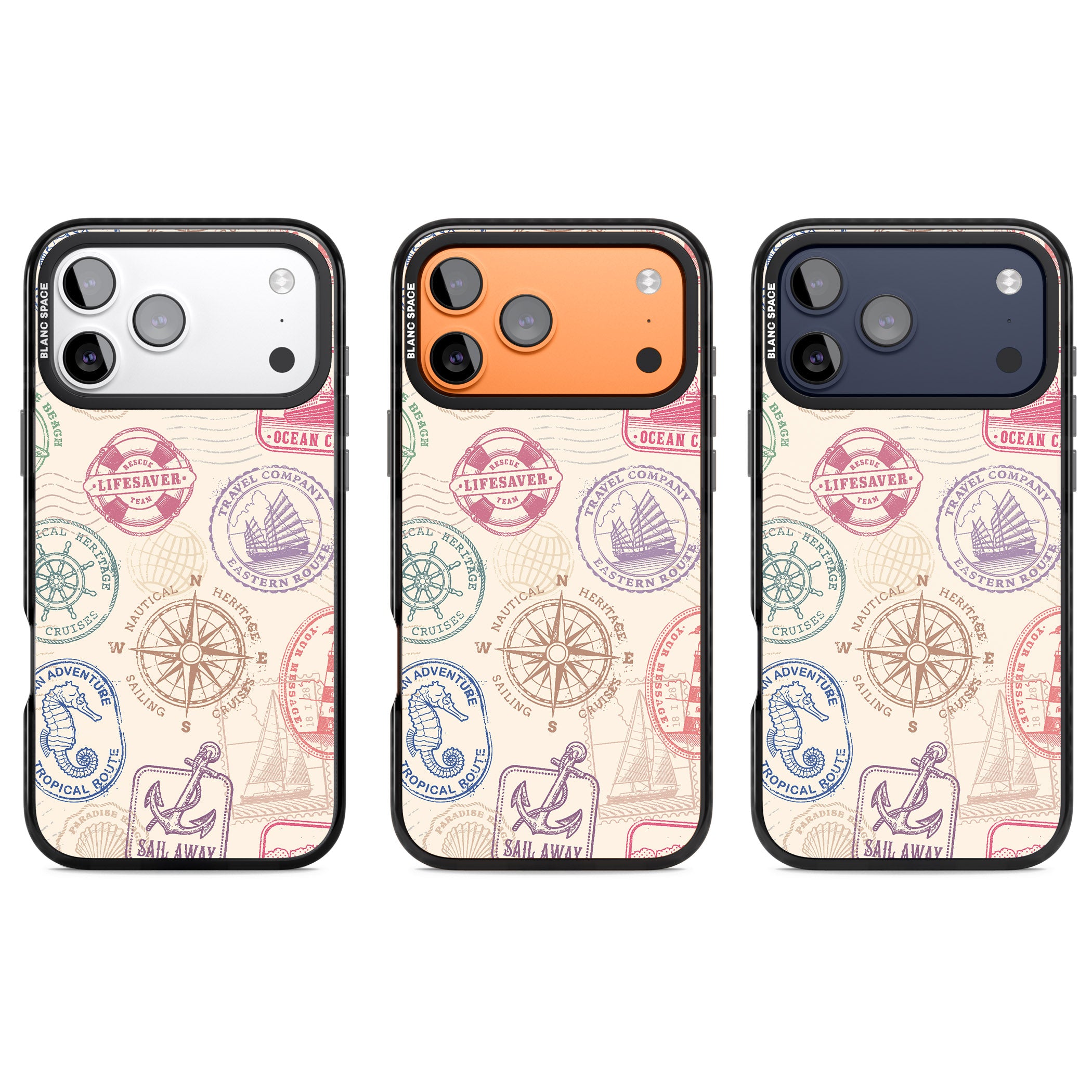 Nautical Stamps iPhone 17 Pro Impact Black Phone Case APT Impact Protection