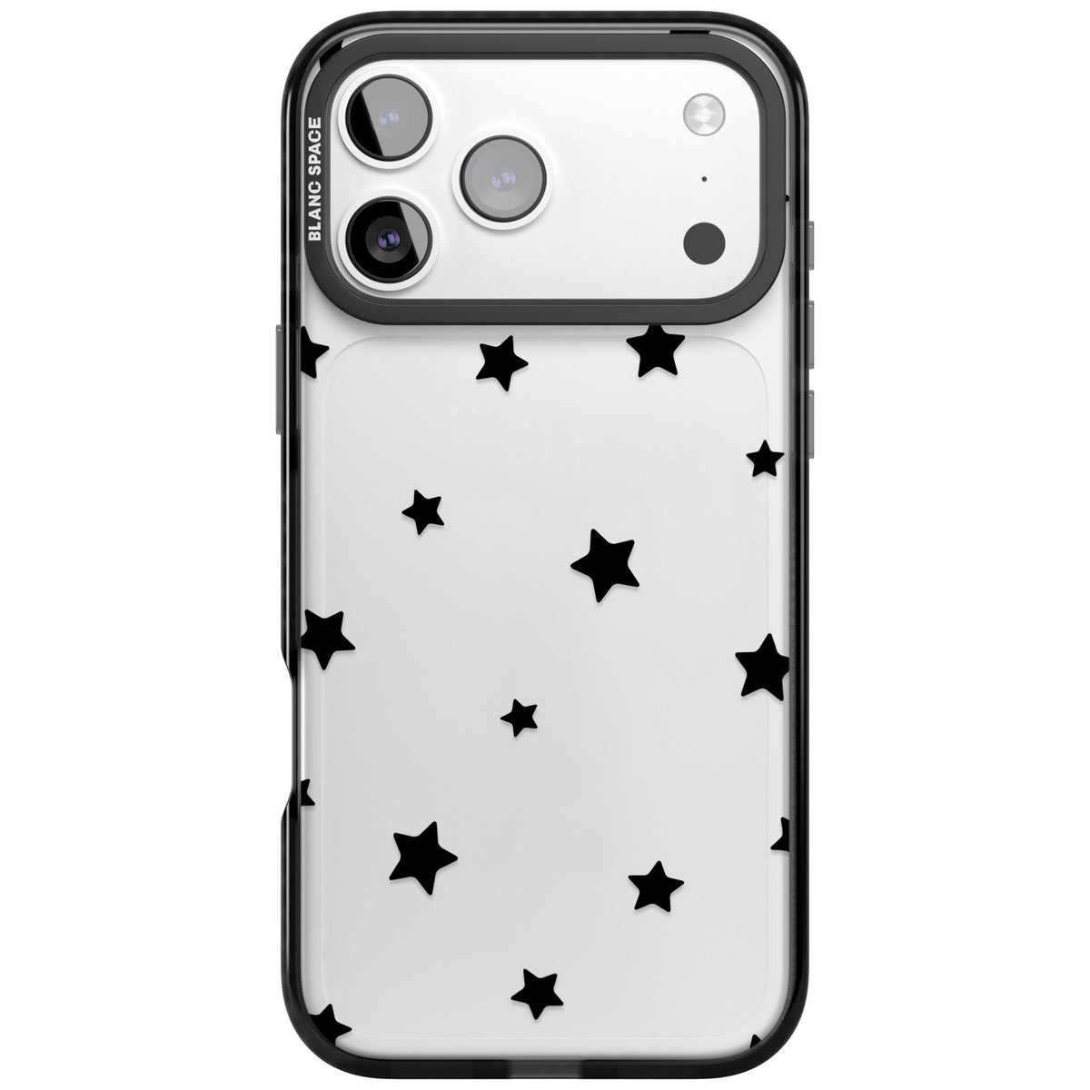 Starry Night Black Stars iPhone 17 Pro Max Impact Black Phone Case front