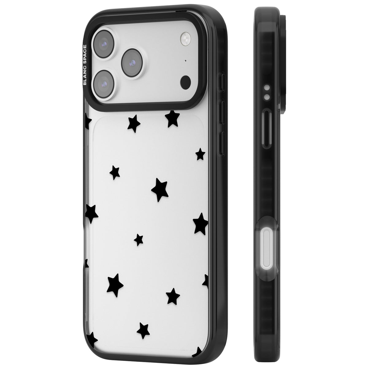 Starry Night Black Stars iPhone 17 Pro Max Impact Black Phone Case side