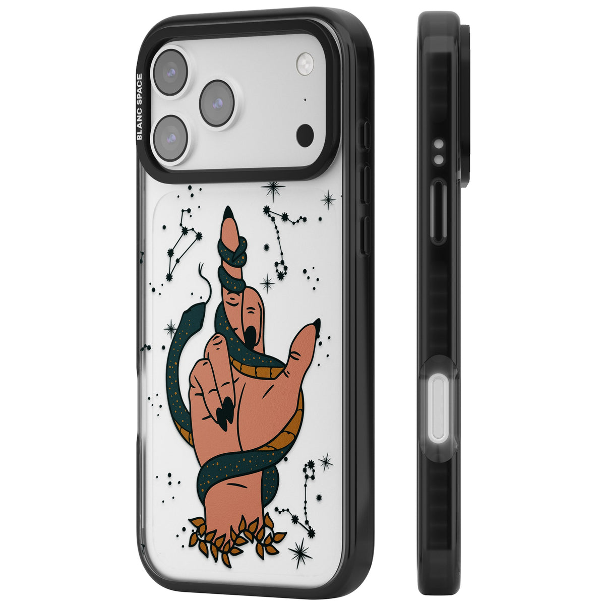 Snakes, Stars And Cynicism iPhone 17 Pro Max Impact Black Phone Case side