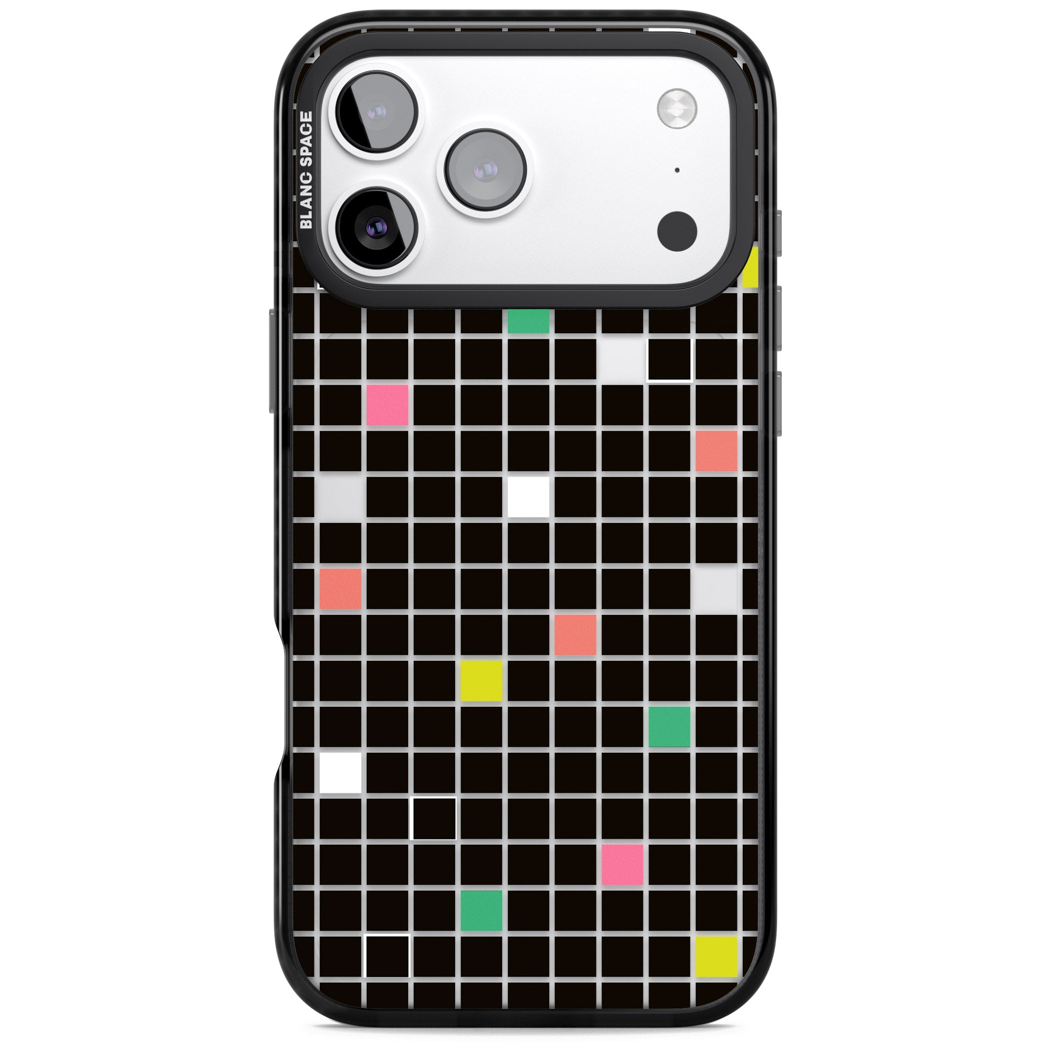 Vibrant Black Geometric Grid iPhone 17 Pro Impact Black Phone Case