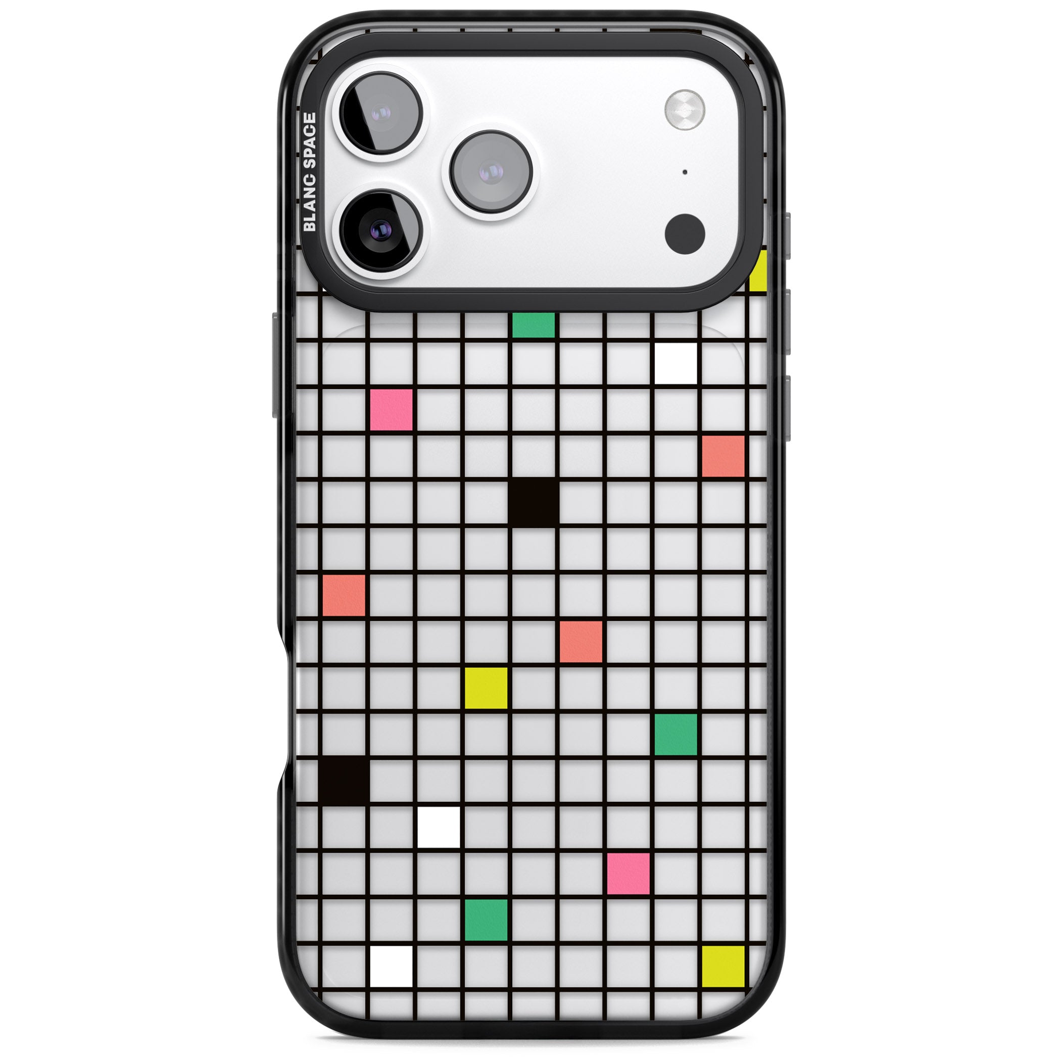 Vibrant Clear Geometric Grid iPhone 17 Pro Impact Black Phone Case