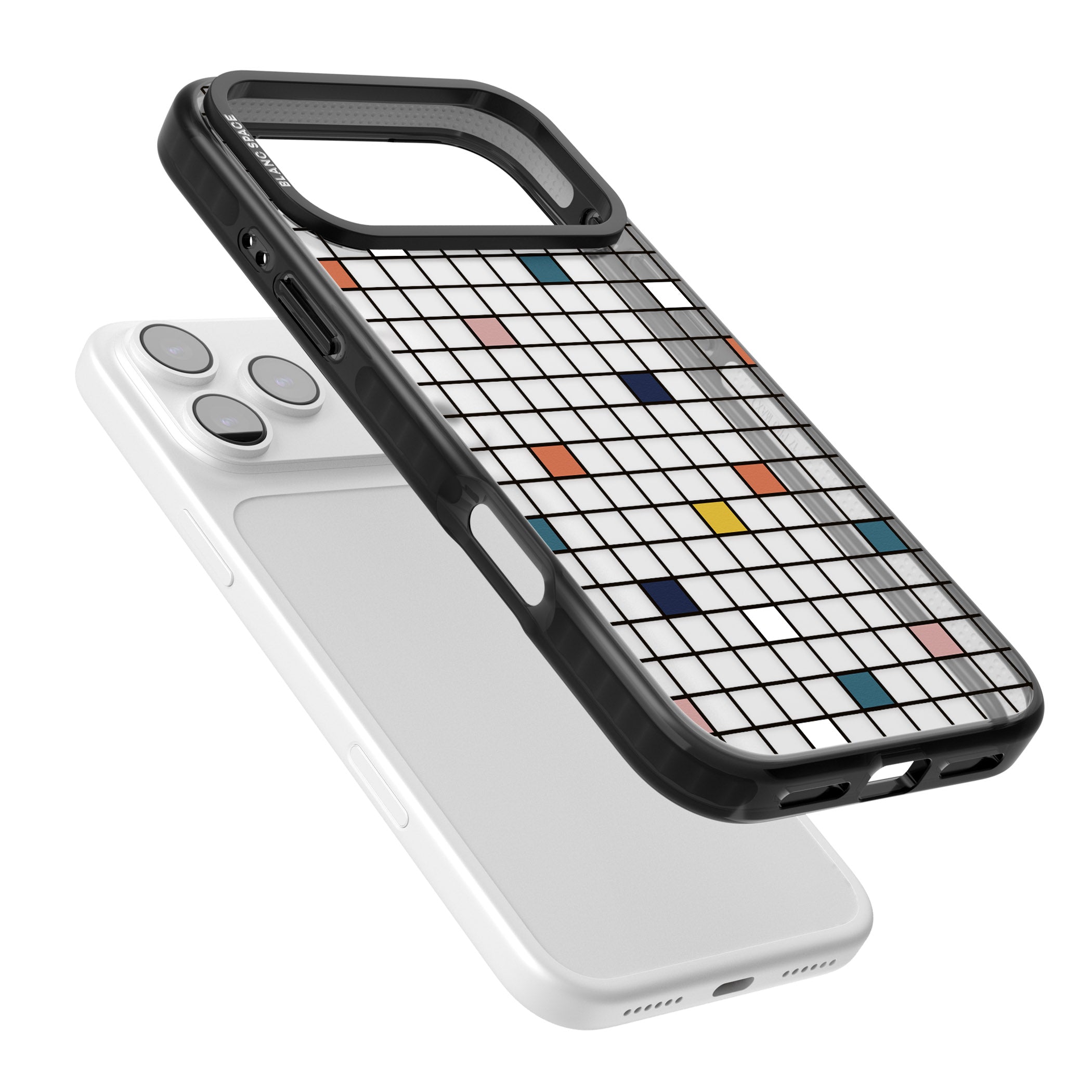 Earthtone Clear Geometric Grid iPhone 17 Pro Impact Black Phone Case Colours