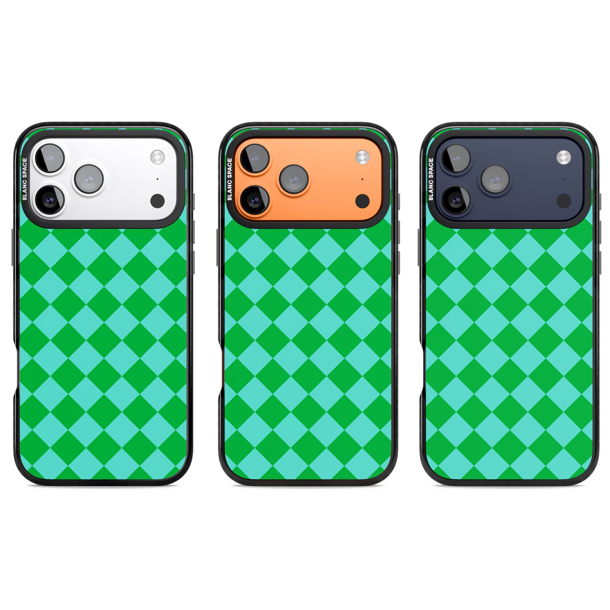 Retro Green Diamond Plaid iPhone 17 Pro Impact Black Phone Case APT Impact Protection